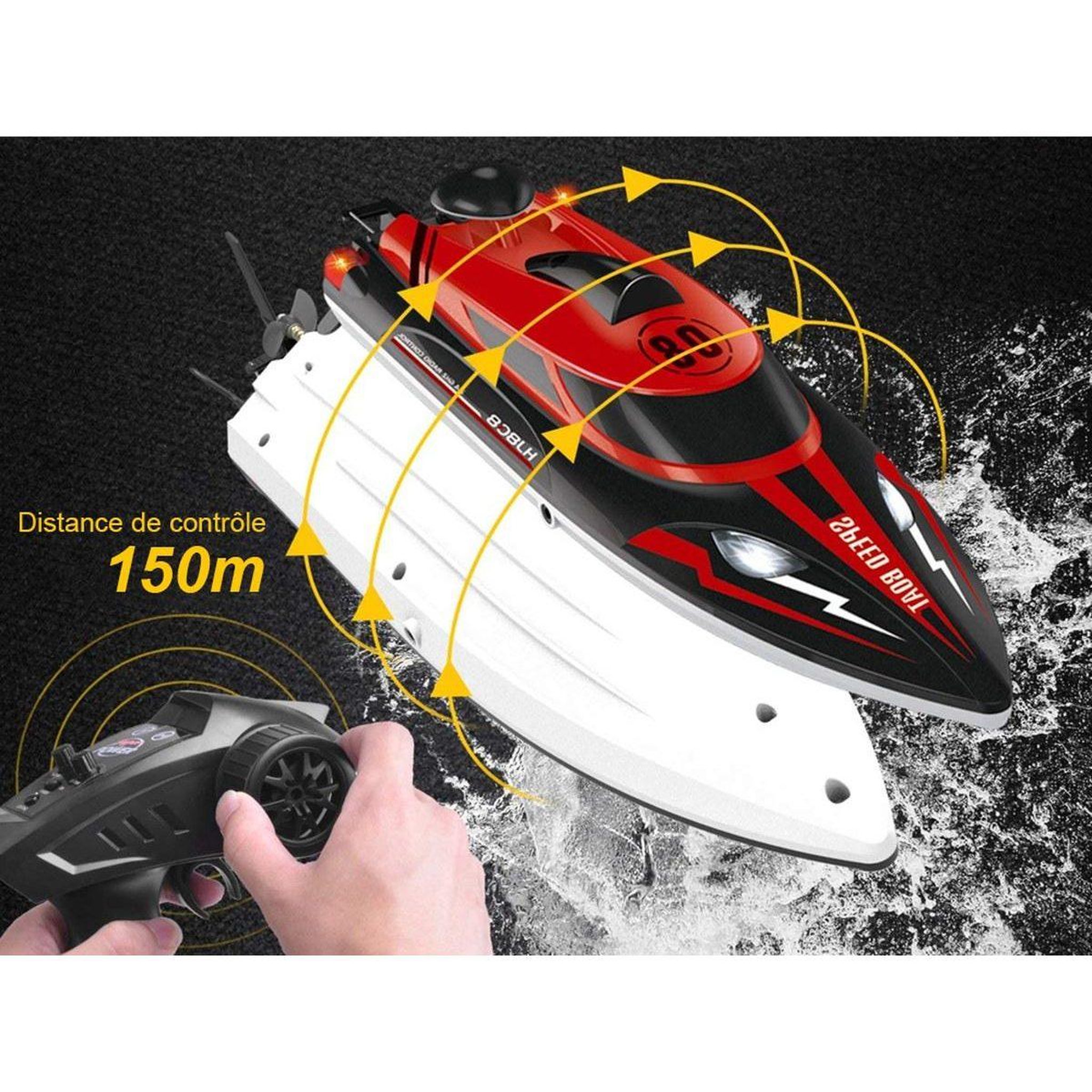 Voir la diapositive 2 : 1001JOUETS Bateau Télécommandé - 2,4Ghz - Rouge