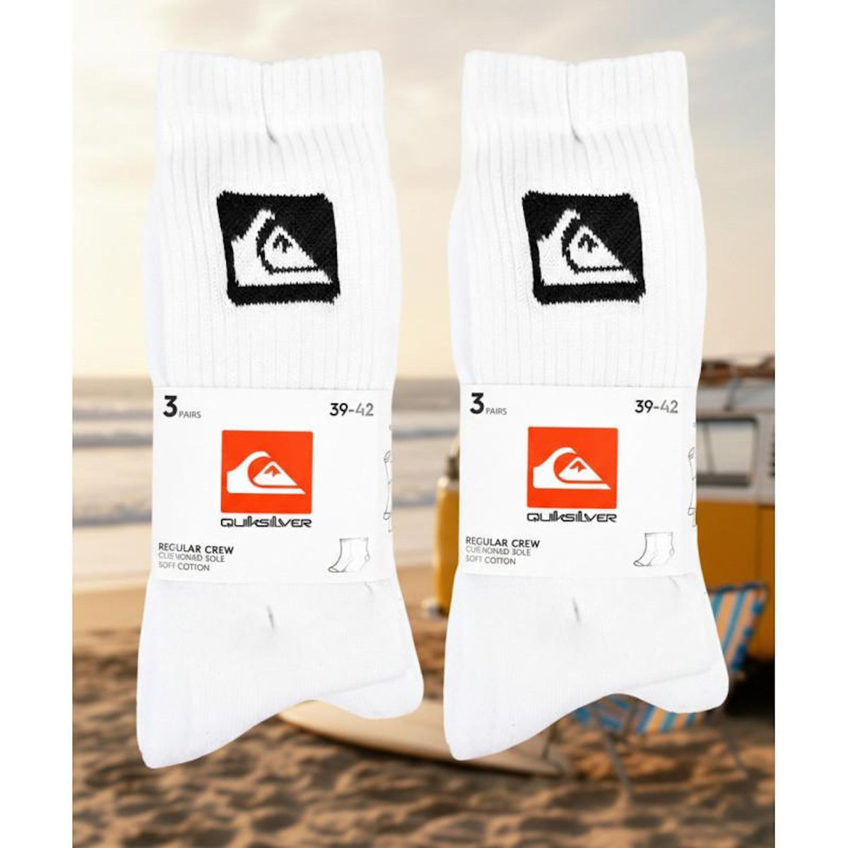 QUIKSILVER Quiksilver Pack de Chaussettes Enfant Crew – Lot 6 Paires Sport Cushioned