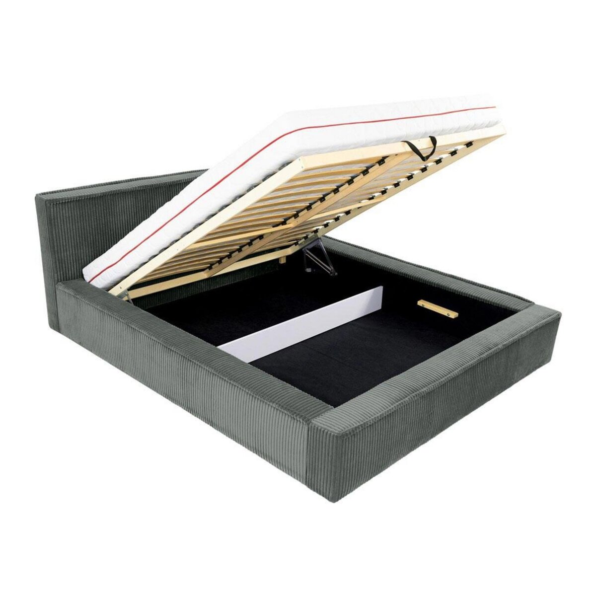 BEST MOBILIER Swan - lit coffre - 180x200 cm - sommier inclus - en velours côtelé grosses côtes