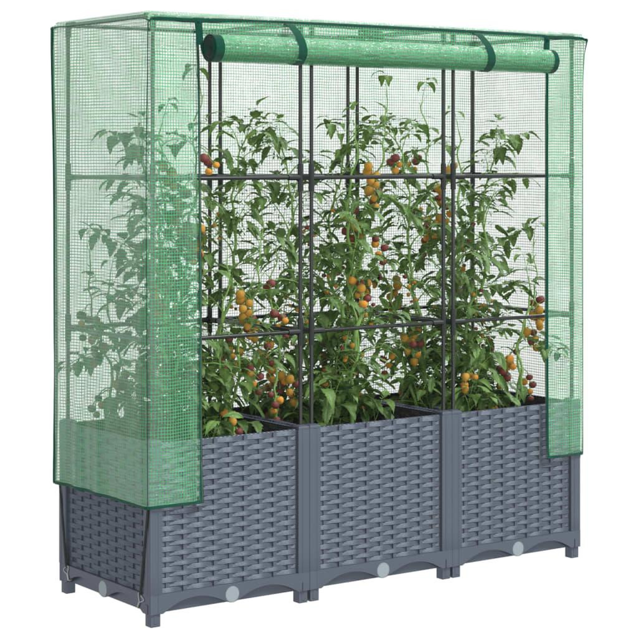 VIDAXL Jardiniere surelevee avec housse aspect rotin 120x40x138 cm