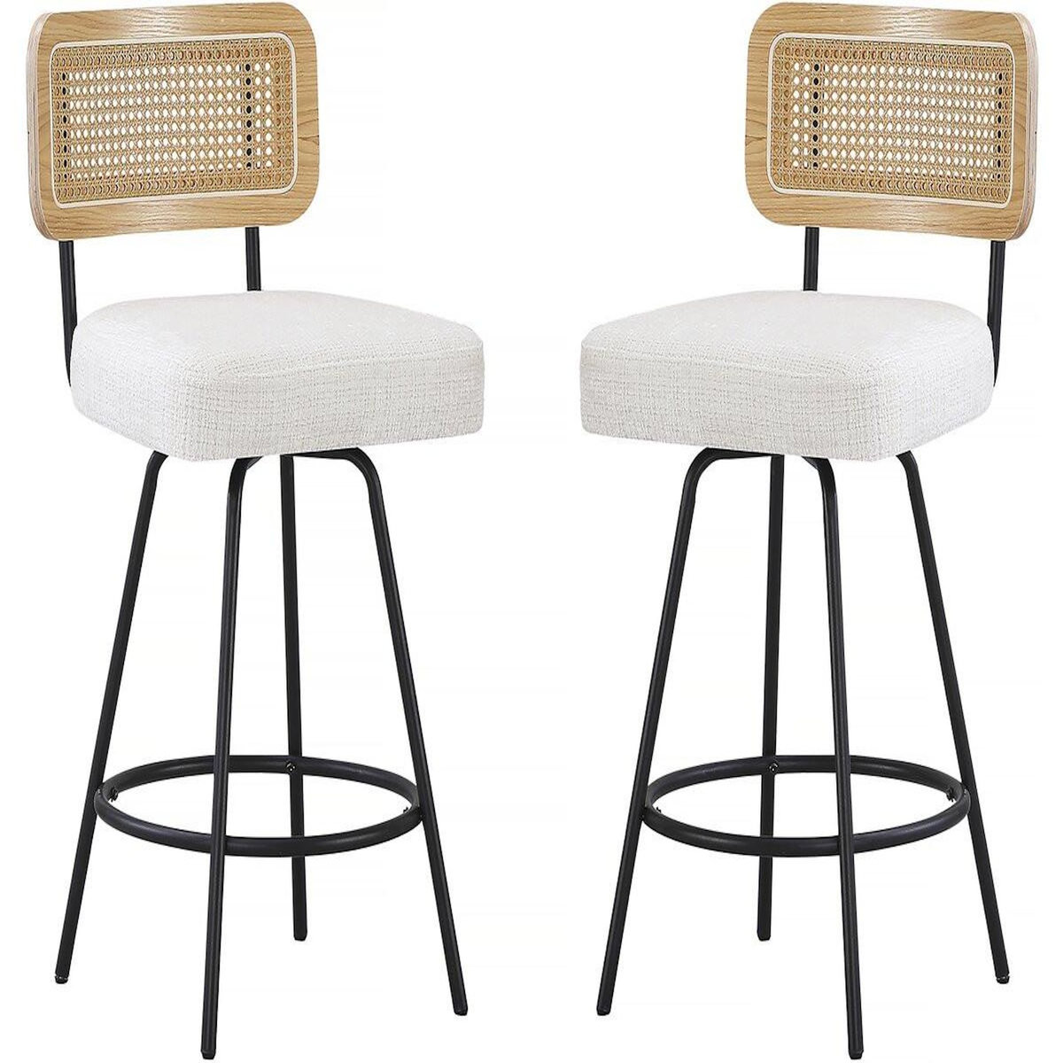 Habitat et Jardin Lot de 2 chaises hautes en tissu  Wilfried  - 51 x 44 x 95 cm - Beige