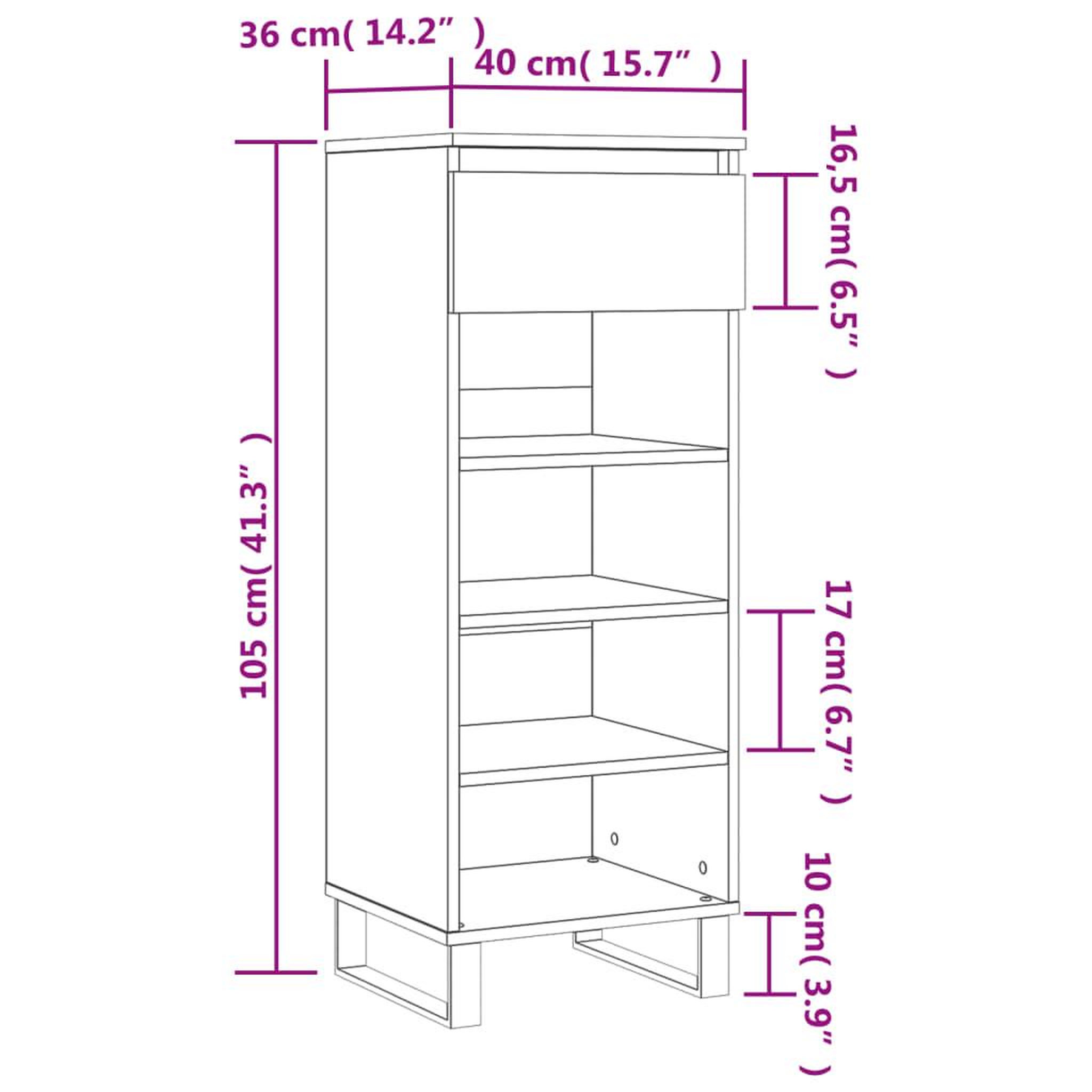 Voir la diapositive 6 : VIDAXL Armoire a chaussures Gris beton 40x36x105 cm Bois d'ingenierie