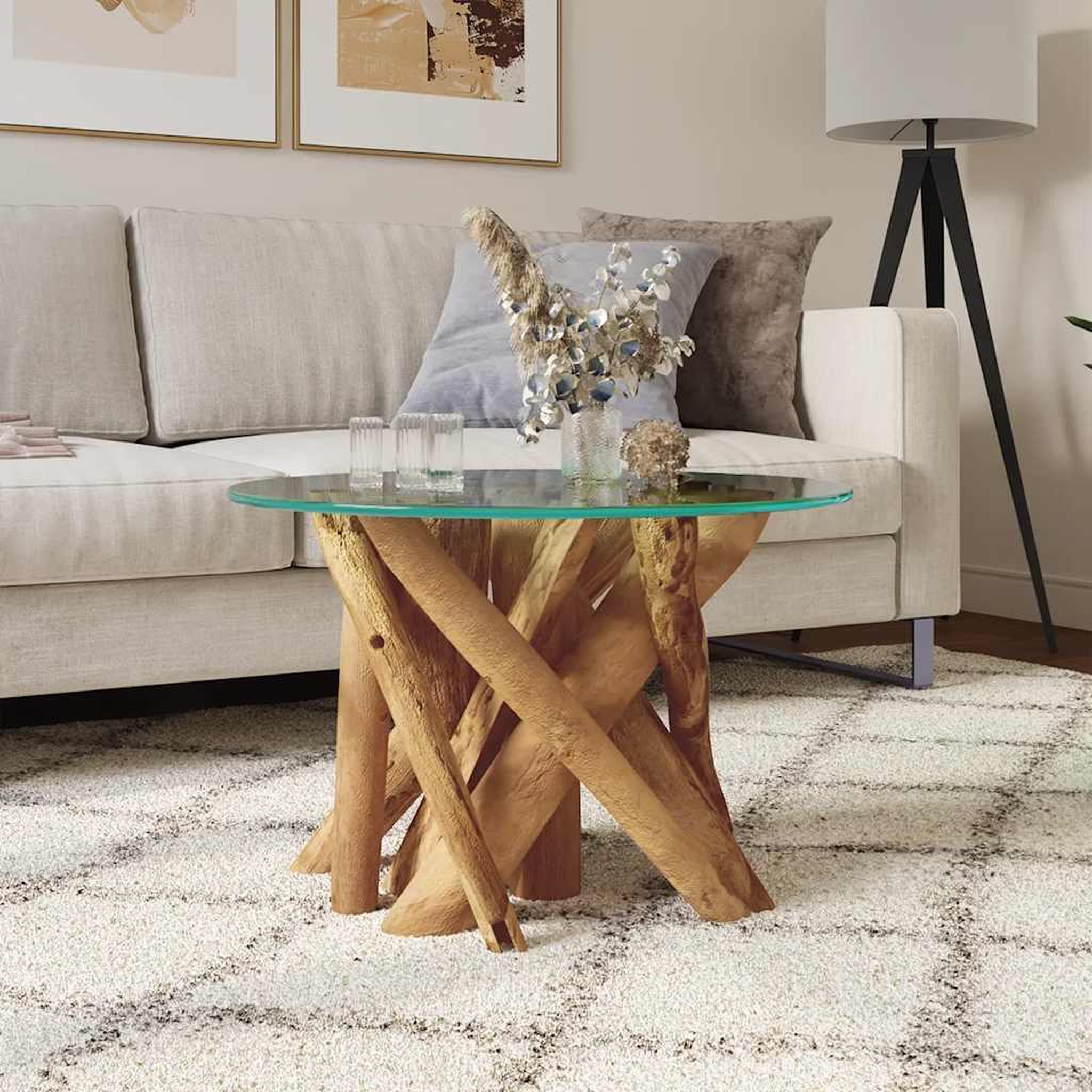 Voir la diapositive 1 : VIDAXL Table basse Bois flottant de teck massif 60 cm