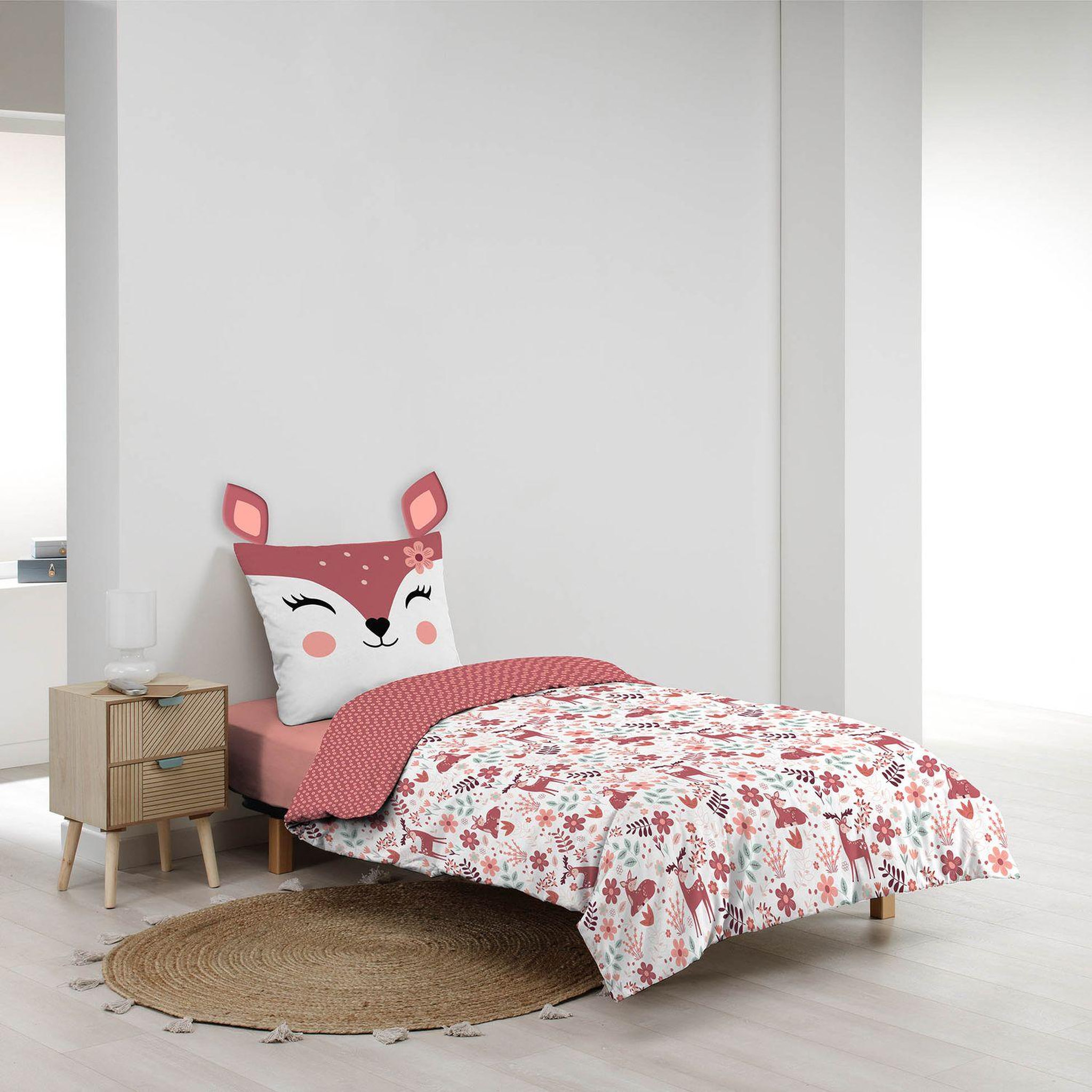 Voir la diapositive 4 : Douceur d'Intérieur Parure de lit enfant réversible BICHETTE - Coton 42 fils/cm² - 140 x 200 cm - Rose