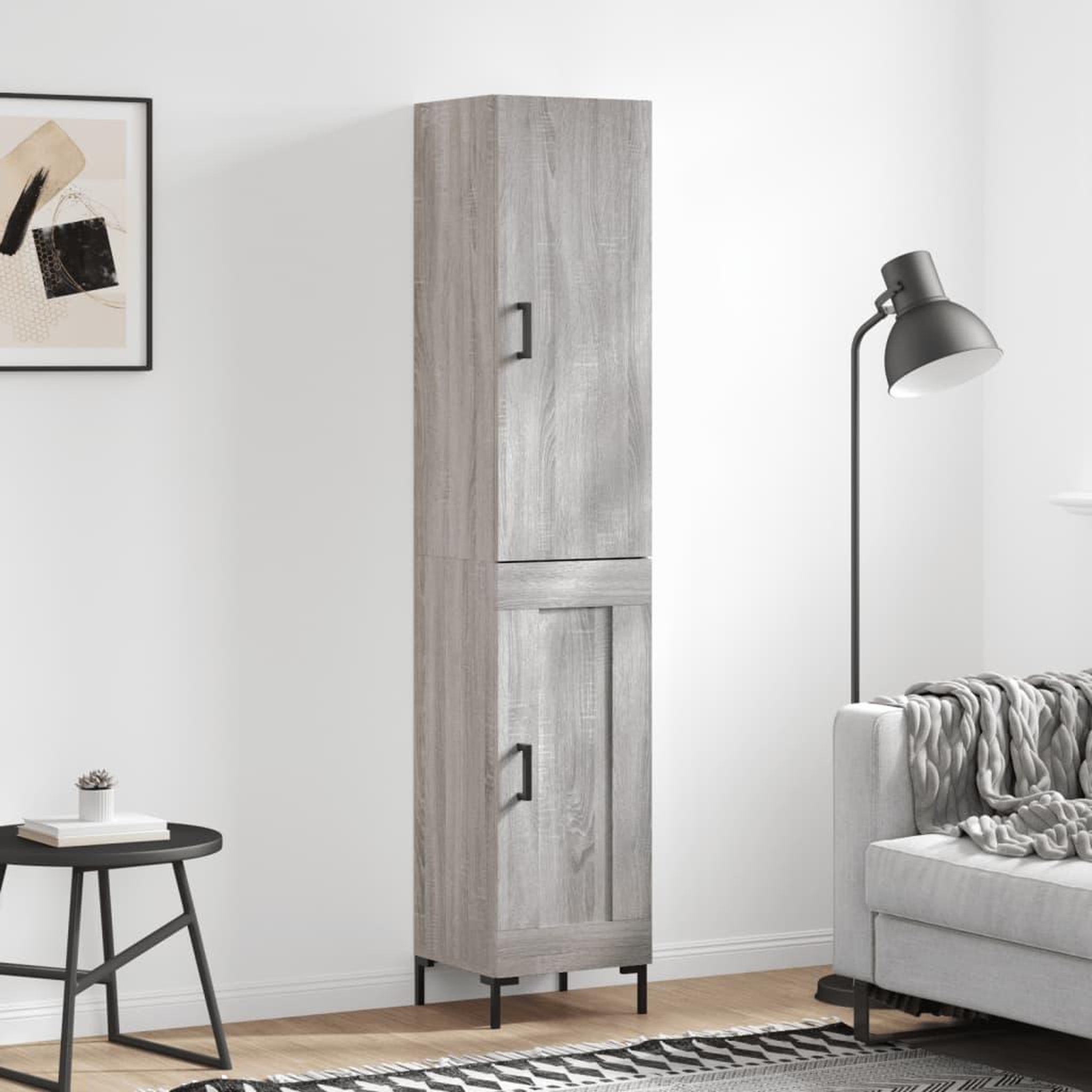 VIDAXL Buffet haut Sonoma gris 34,5x34x180 cm Bois d'ingenierie