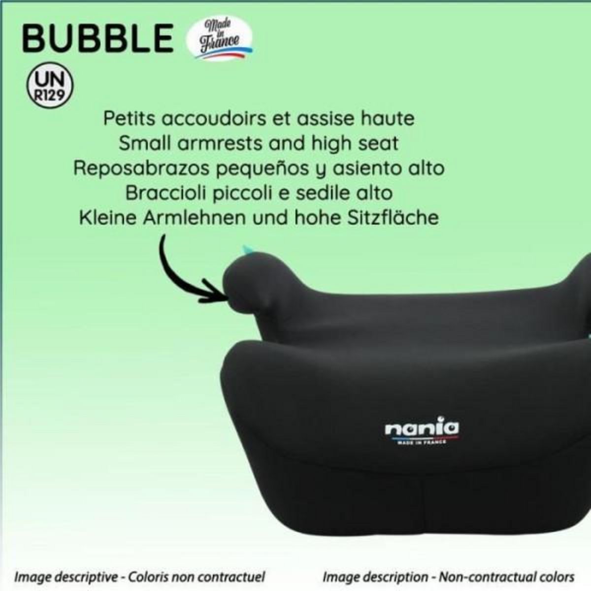 NANIA Siege Auto  réhausseur - NANIA - Bubble - Groupe 3 - 126-150 cm - I-Size - Ceinturé - Noir