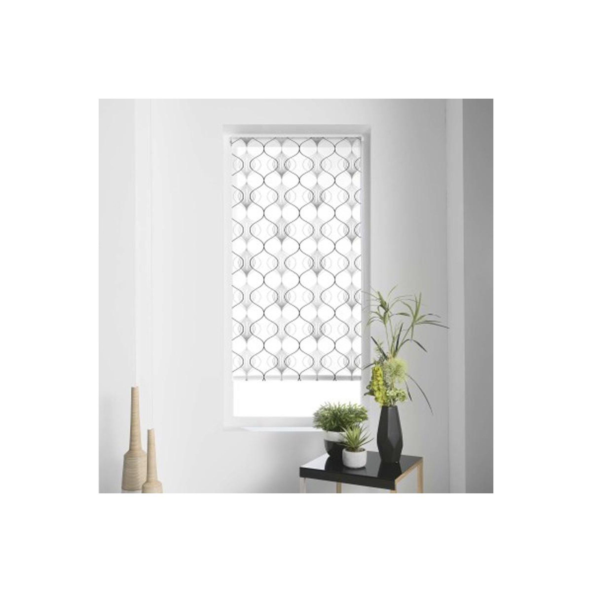 Douceur d'Intérieur Store enrouleur tamisant  lagune  60x180cm blanc & gris