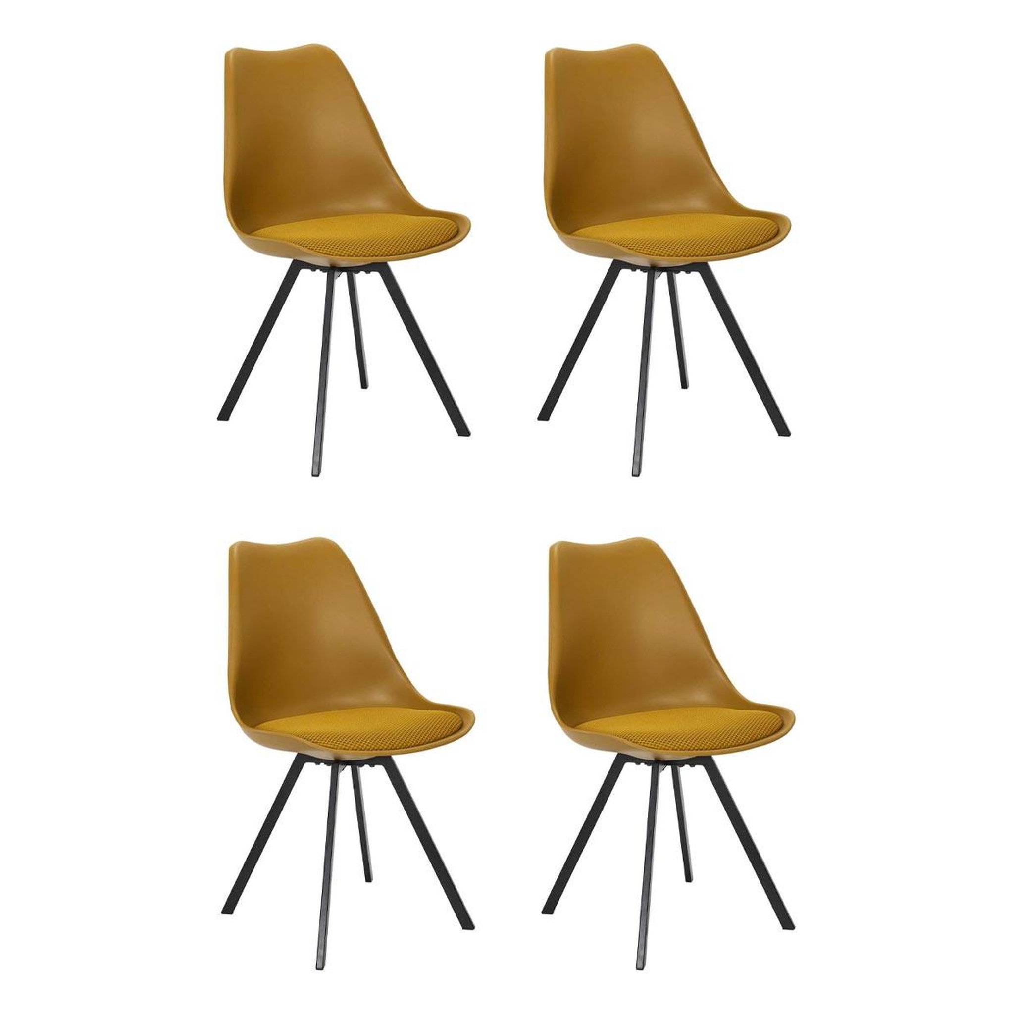 The Home Deco Factory Lot de 4 chaises avec coussin  atome  82cm jaune