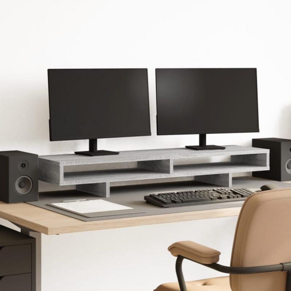 VIDAXL Support de moniteur sonoma gris 100x27x15 cm bois d ingénierie