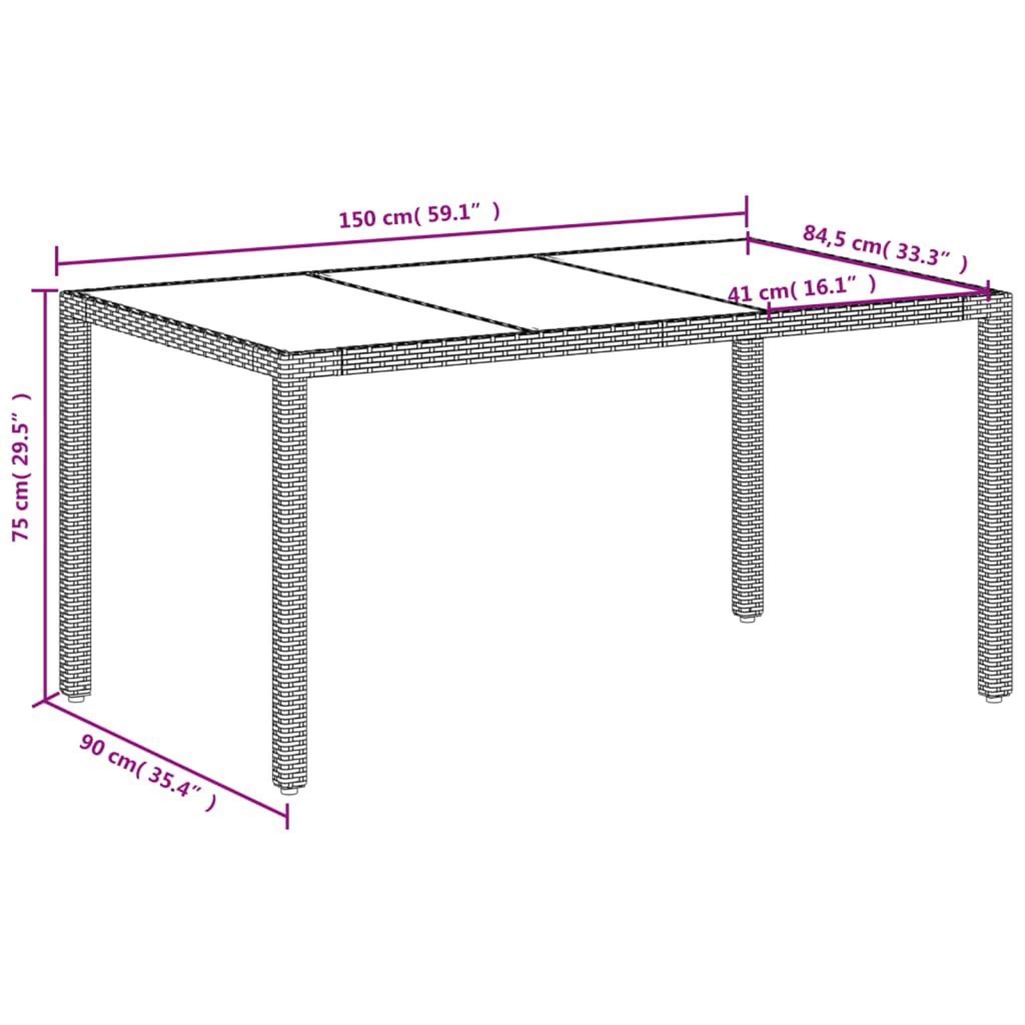 Voir la diapositive 6 : VIDAXL Table de jardin avec dessus en verre blanc resine tressee