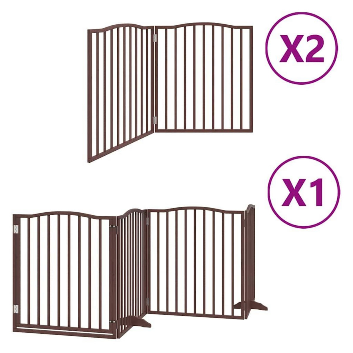 VIDAXL Barriere pour chien porte pliable 8 panneaux bois de peuplier