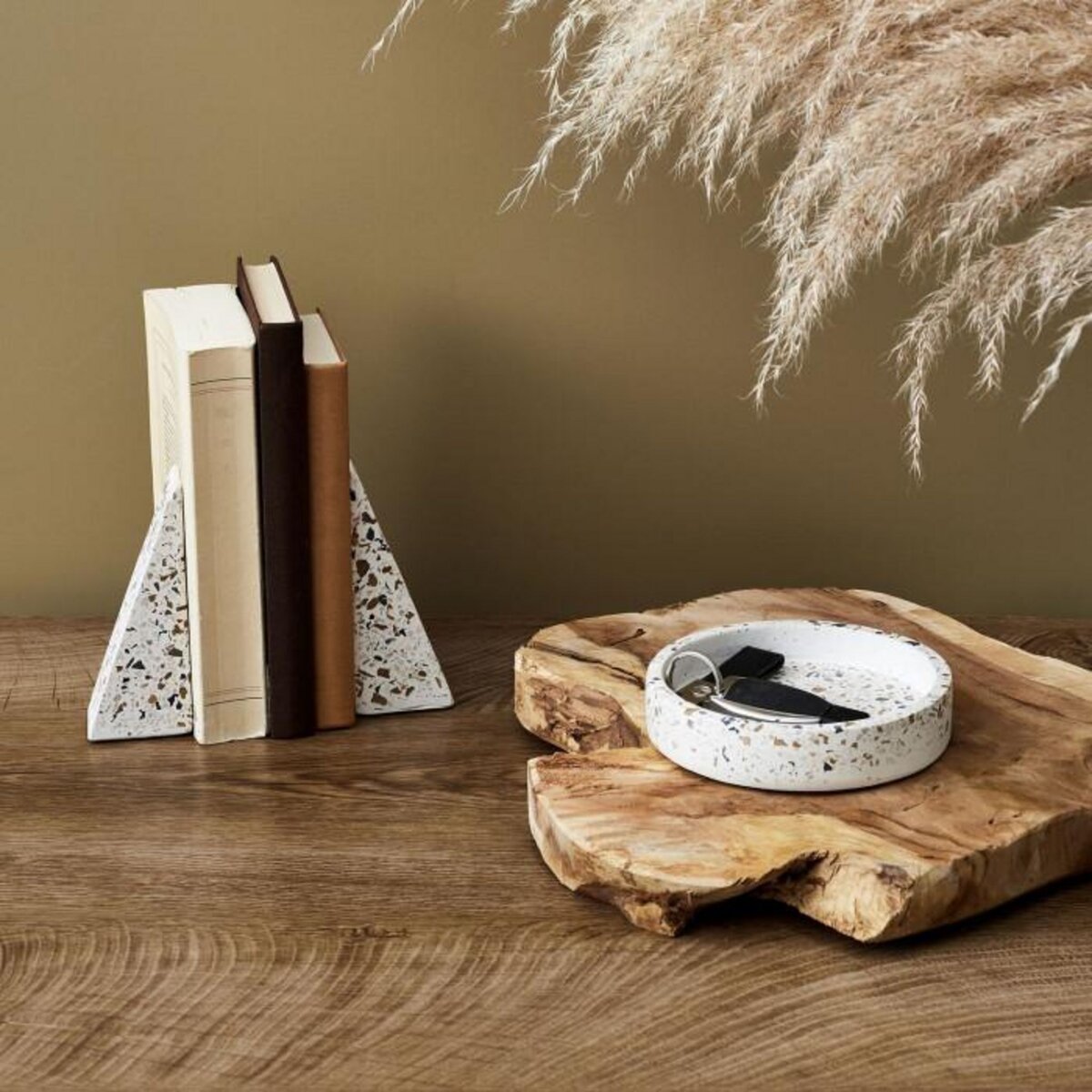 Paris Prix Vide-Poche & Serre-Livres  Terrazzo  14cm Blanc