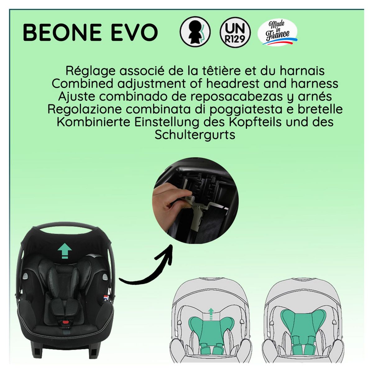 NANIA Siège auto ceinturé BEONE EVO 40-85 cm R129 i-Size