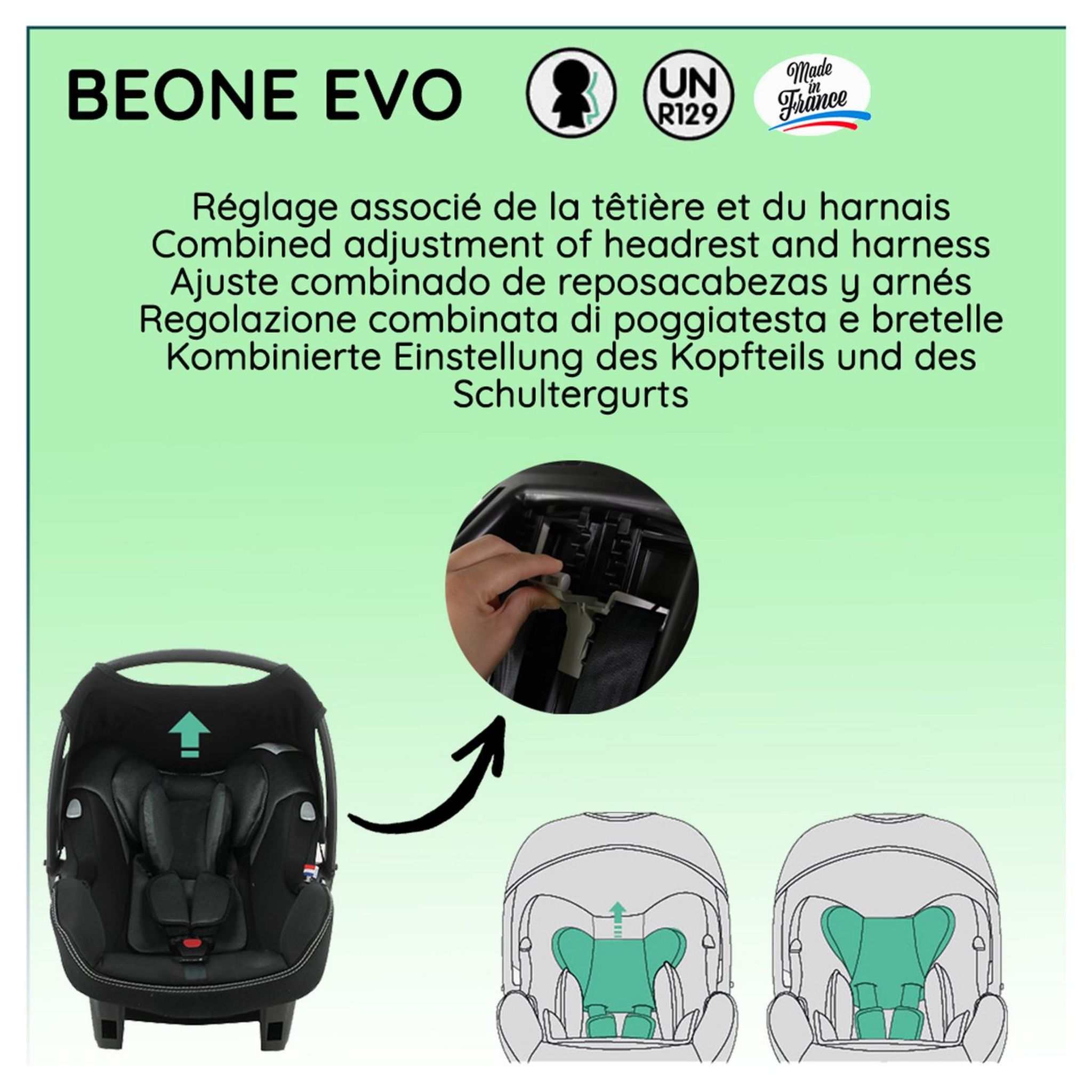 NANIA Siège auto ceinturé BEONE EVO 40-85 cm R129 i-Size pas cher ...