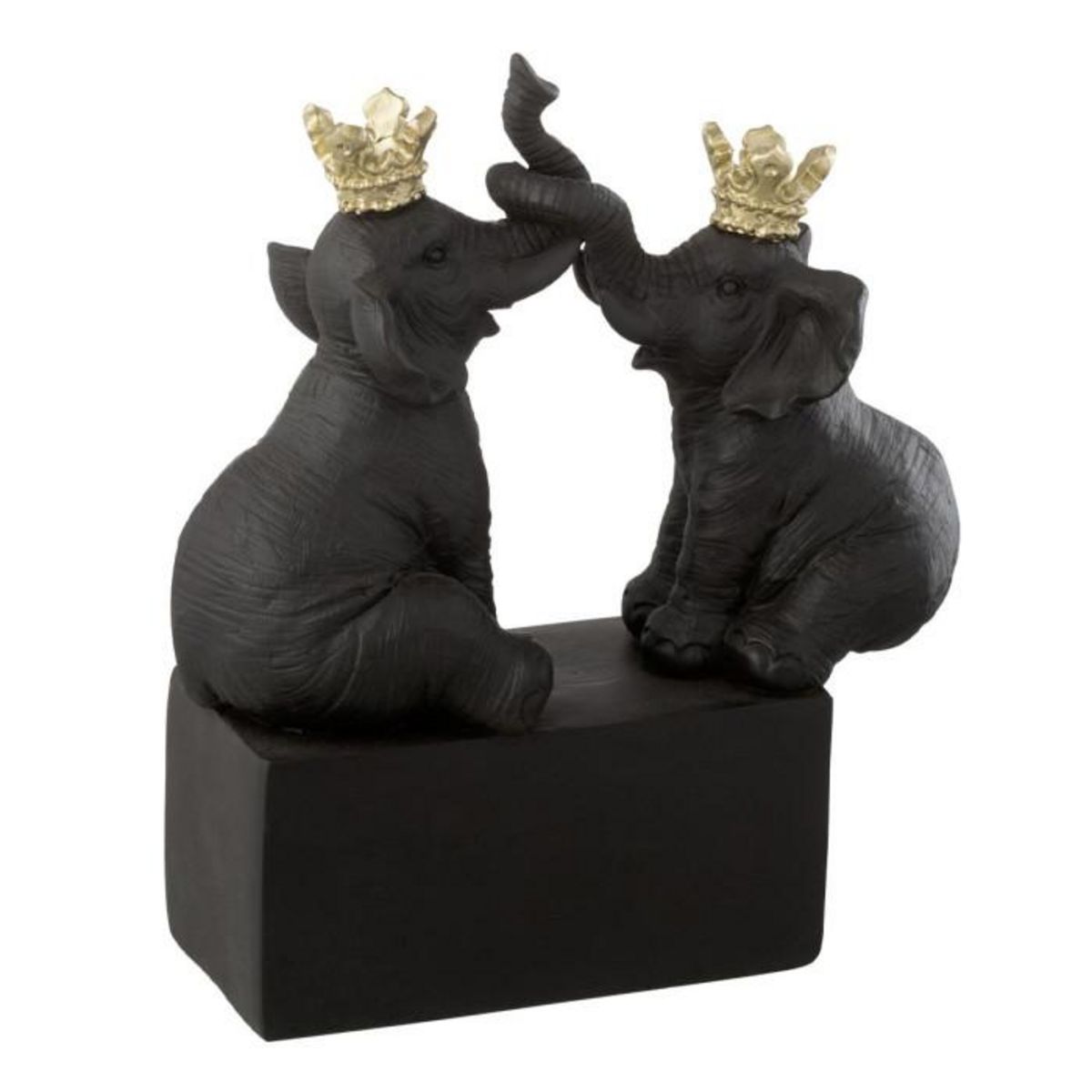 Paris Prix Statuette Éléphants sur Socle  Couronne  21cm Noir