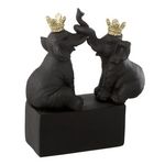 Paris Prix Statuette Éléphants sur Socle  Couronne  21cm Noir
