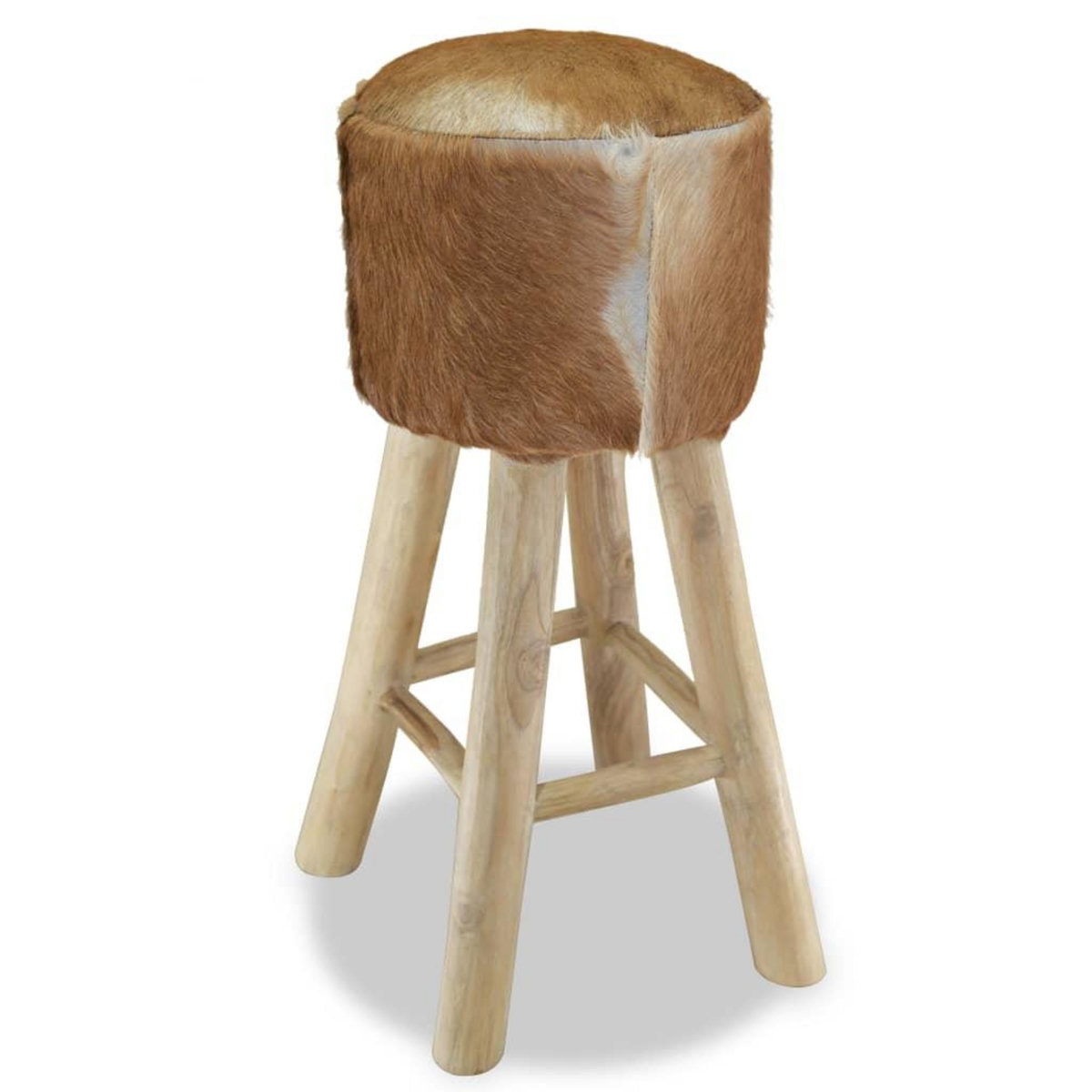 VIDAXL Tabouret de bar Cuir veritable et bois de teck solide