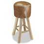 Voir la diapositive 4 : VIDAXL Tabouret de bar Cuir veritable et bois de teck solide