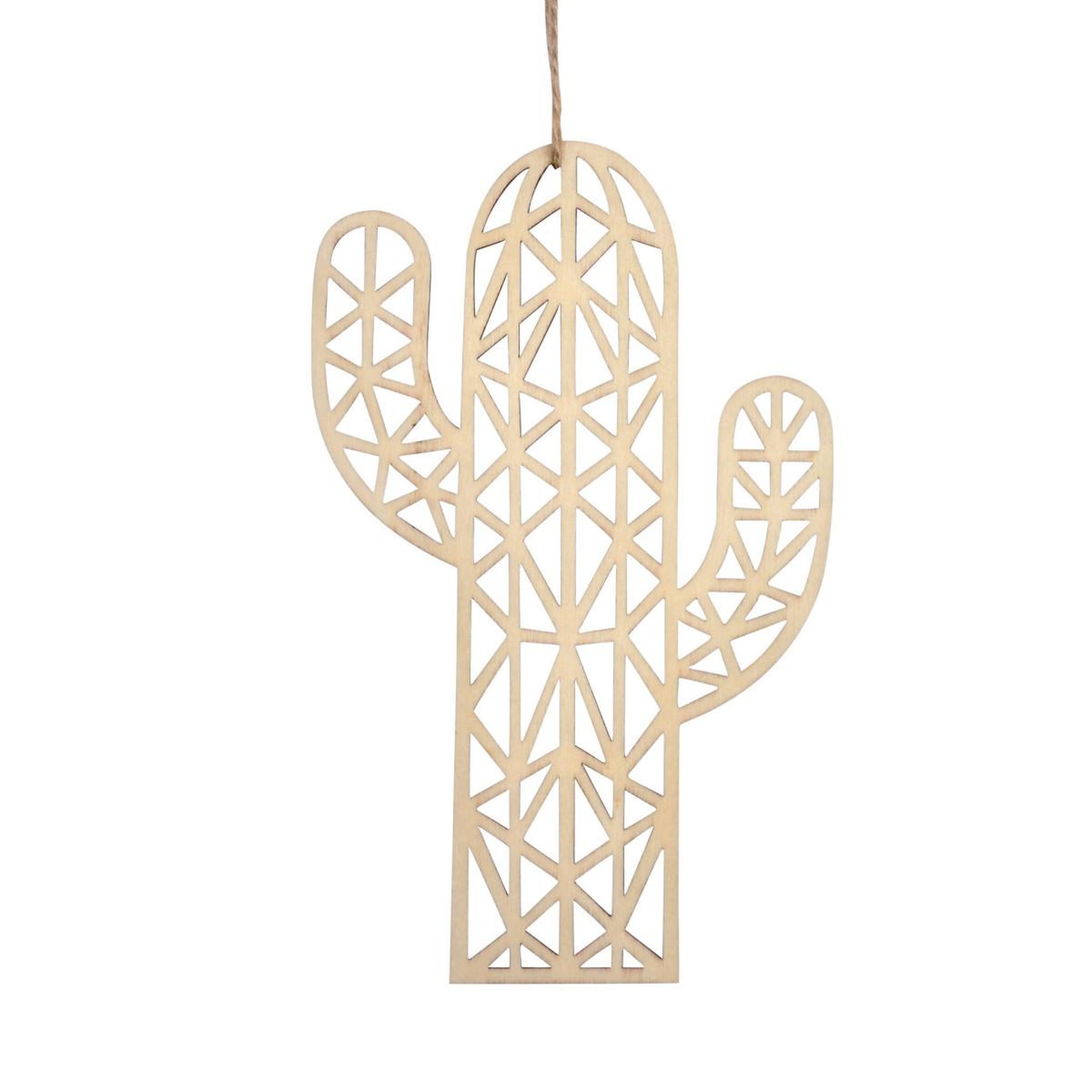 HOMEA Forme à Décorer en Bois  Cactus  18cm Naturel