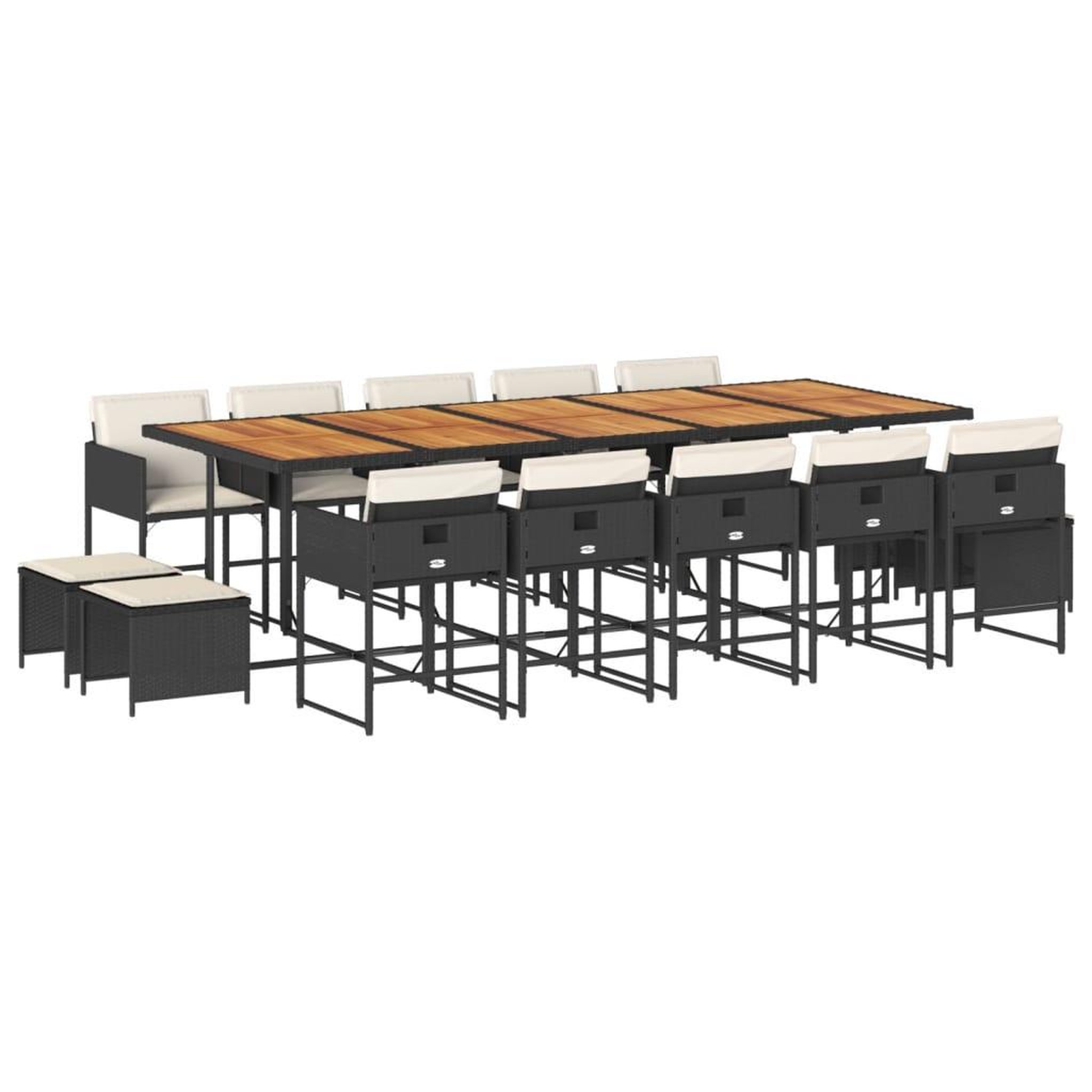 Voir la diapositive 2 : VIDAXL Ensemble a manger de jardin 15 pcs coussins noir resine tressee