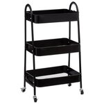 FIVE Desserte de Cuisine 3 Niveaux  Coins  80cm Noir