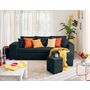 Voir la diapositive 1 : BEST MOBILIER California - canapé d'angle réversible 4 places - convertible avec coffre, étagère et poufs - en velours texturé