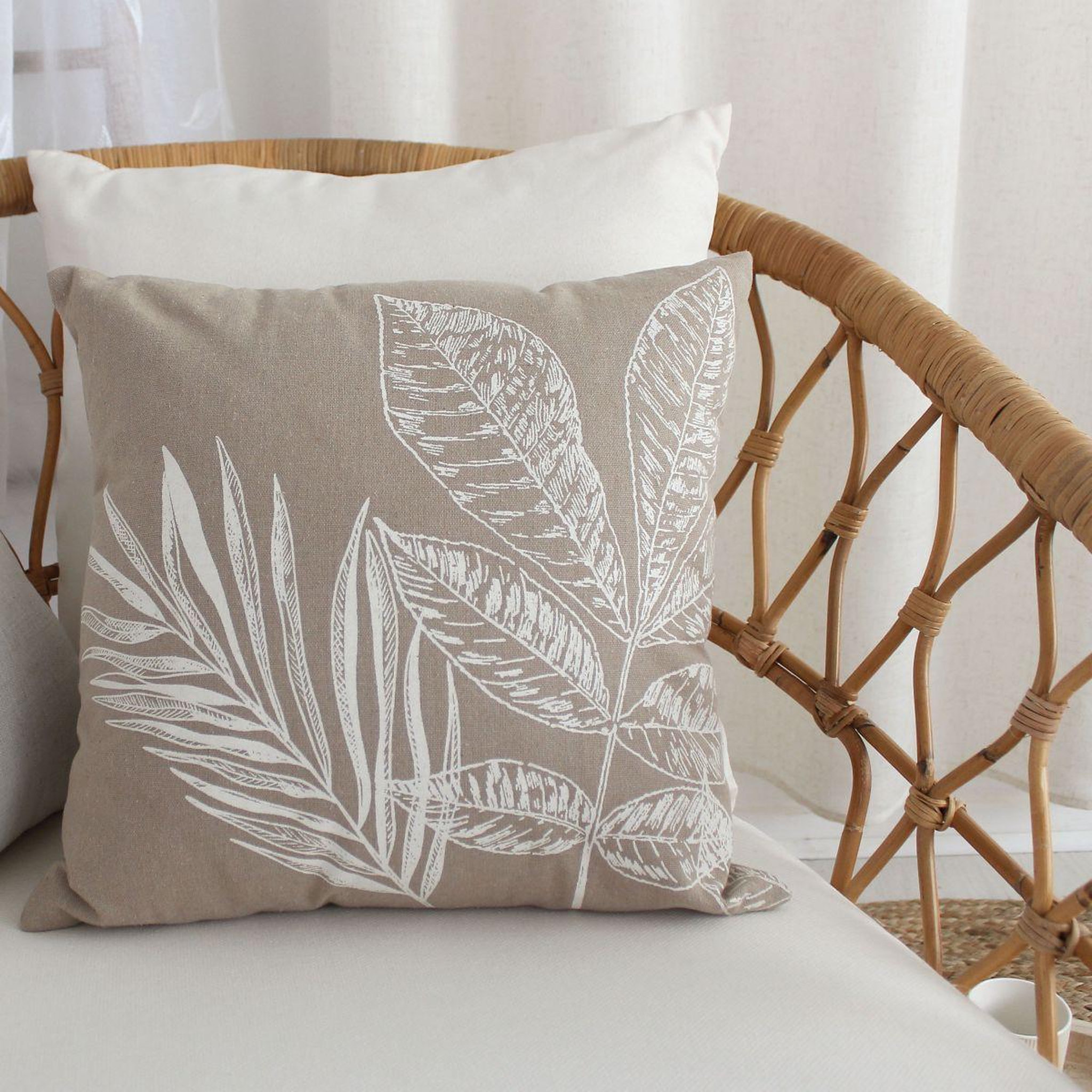 Voir la diapositive 3 : ENJOY HOME Coussin déco à motifs  natura  40x40cm naturel & écru