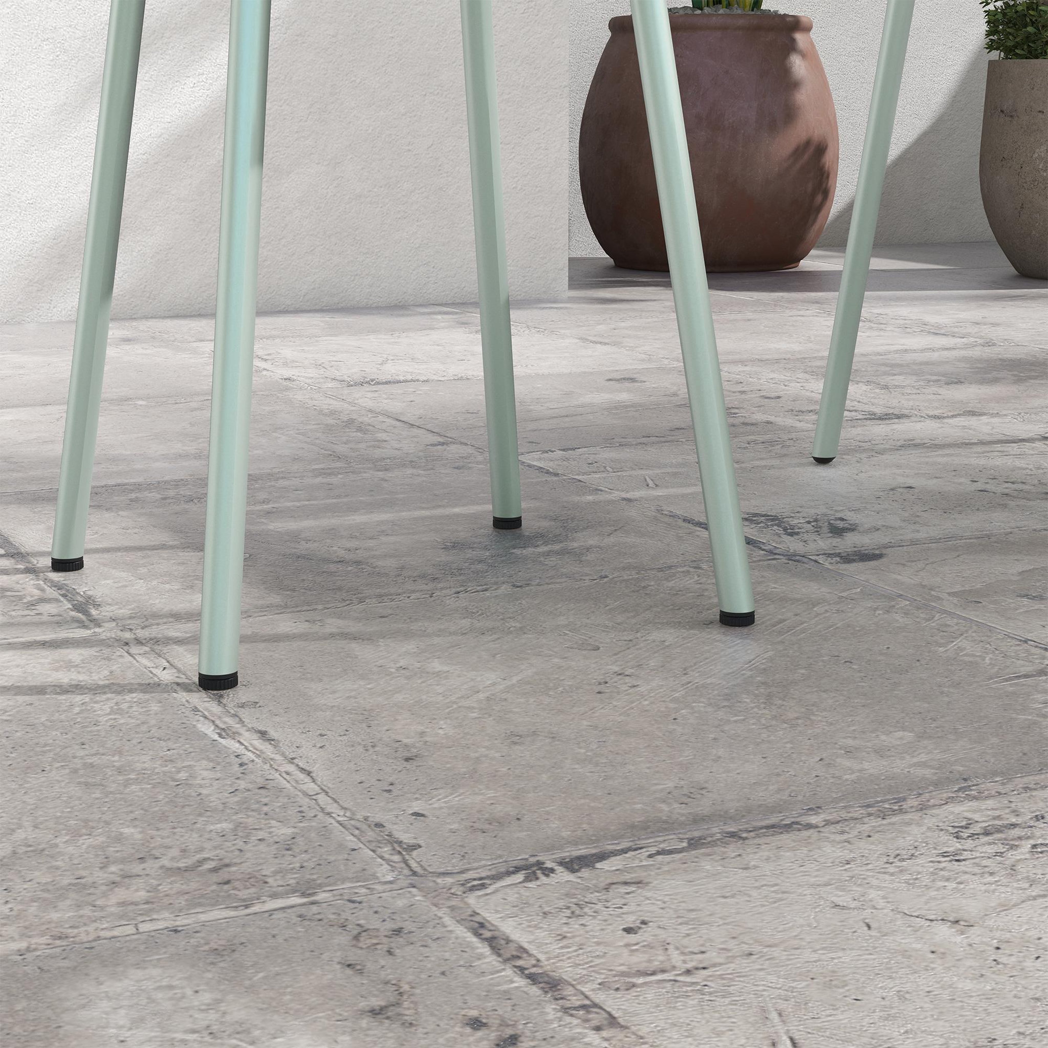 Voir la diapositive 6 : OUTSUNNY Salon de jardin bistro - table basse ronde Ø 60 cm 2 chaises empilables - acier thermolaqué vert de gris