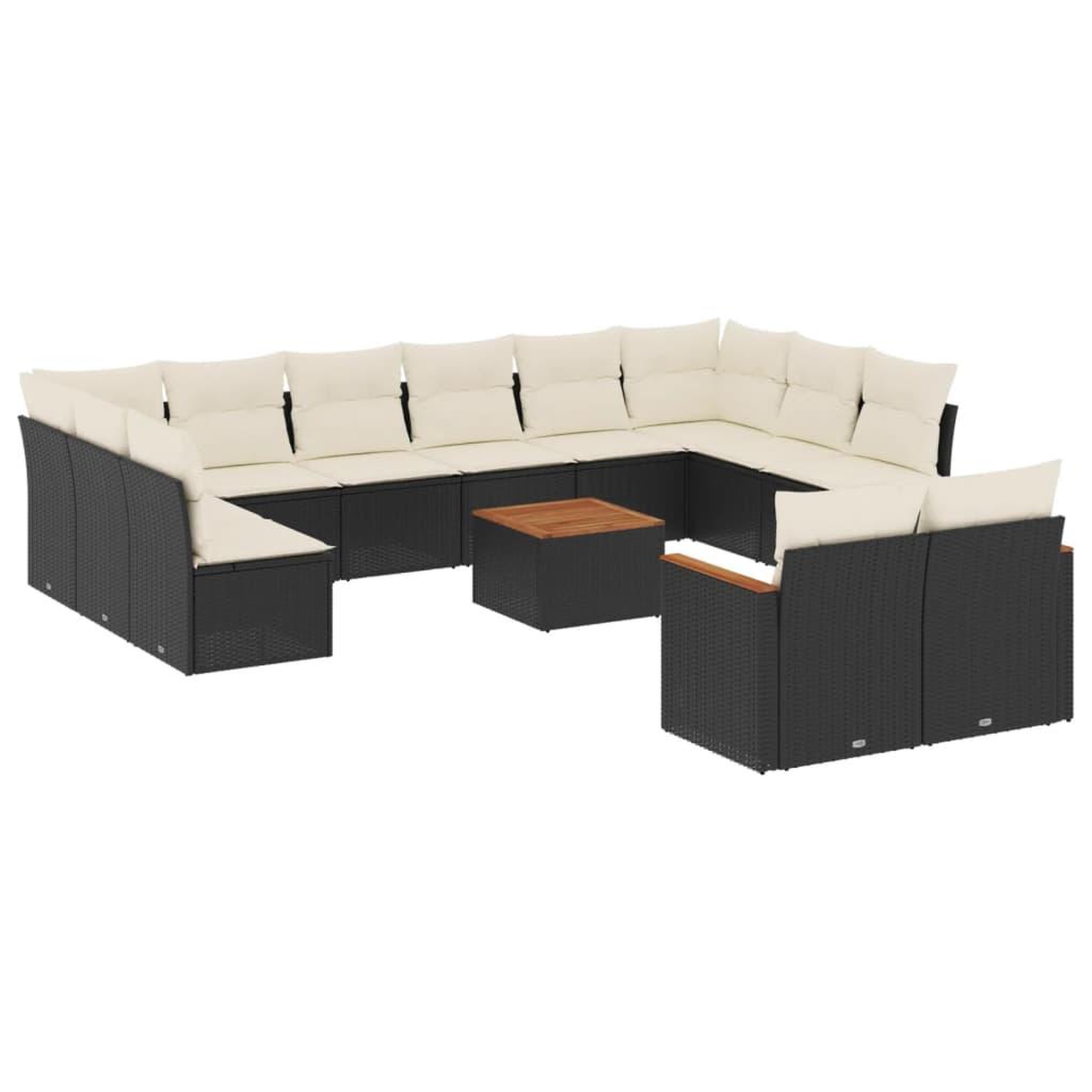 Voir la diapositive 2 : VIDAXL Salon de jardin avec coussins 13 pcs noir resine tressee