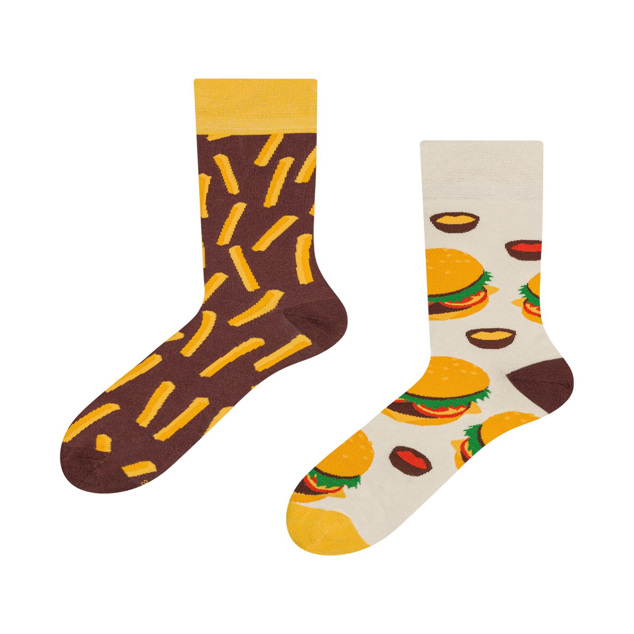 DEDOLES Chaussettes burger frites. Coloris disponibles : Multicolore