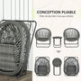 Voir la diapositive 4 : OUTSUNNY Ensemble bistro de jardin style Acapulco 3 pcs pliables - 2 fauteuils, table basse - acier résine tressée gris