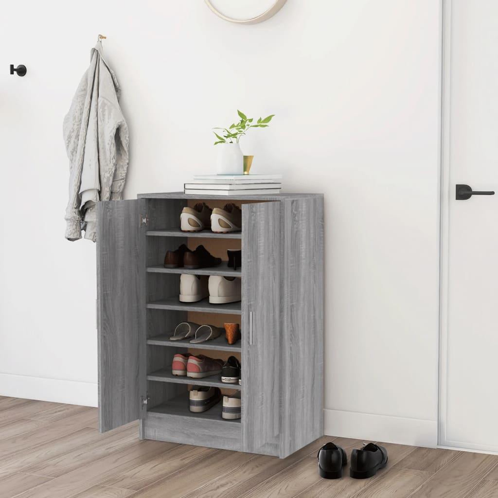 Voir la diapositive 1 : VIDAXL Meuble a chaussures Sonoma gris 60x35x92 cm Bois d'ingenierie