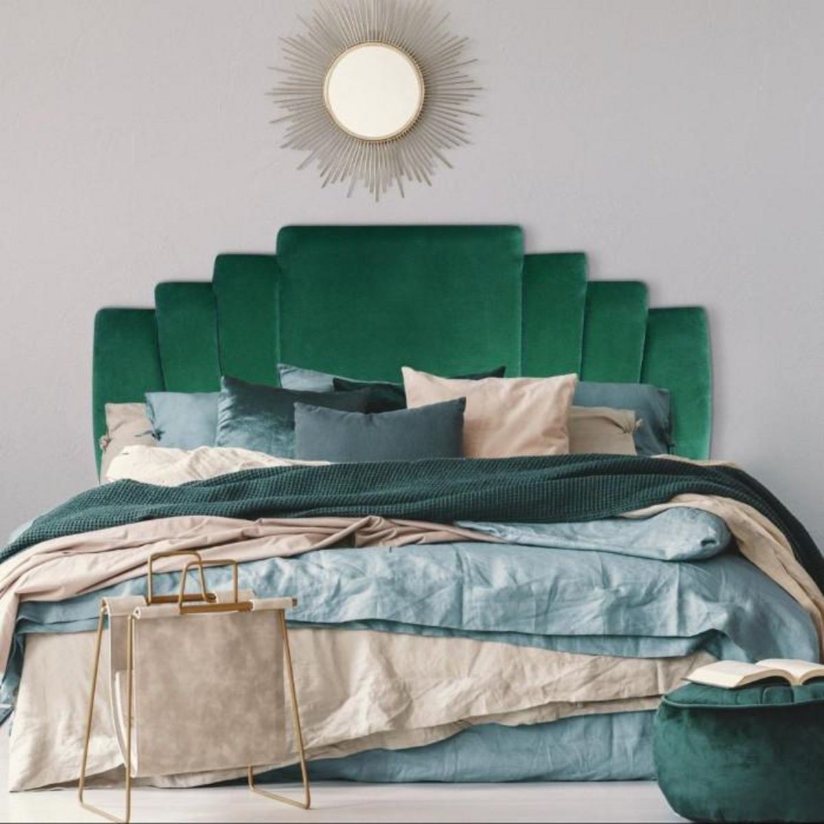 Paris Prix Tête de Lit en Velours  Renaya  180cm Vert