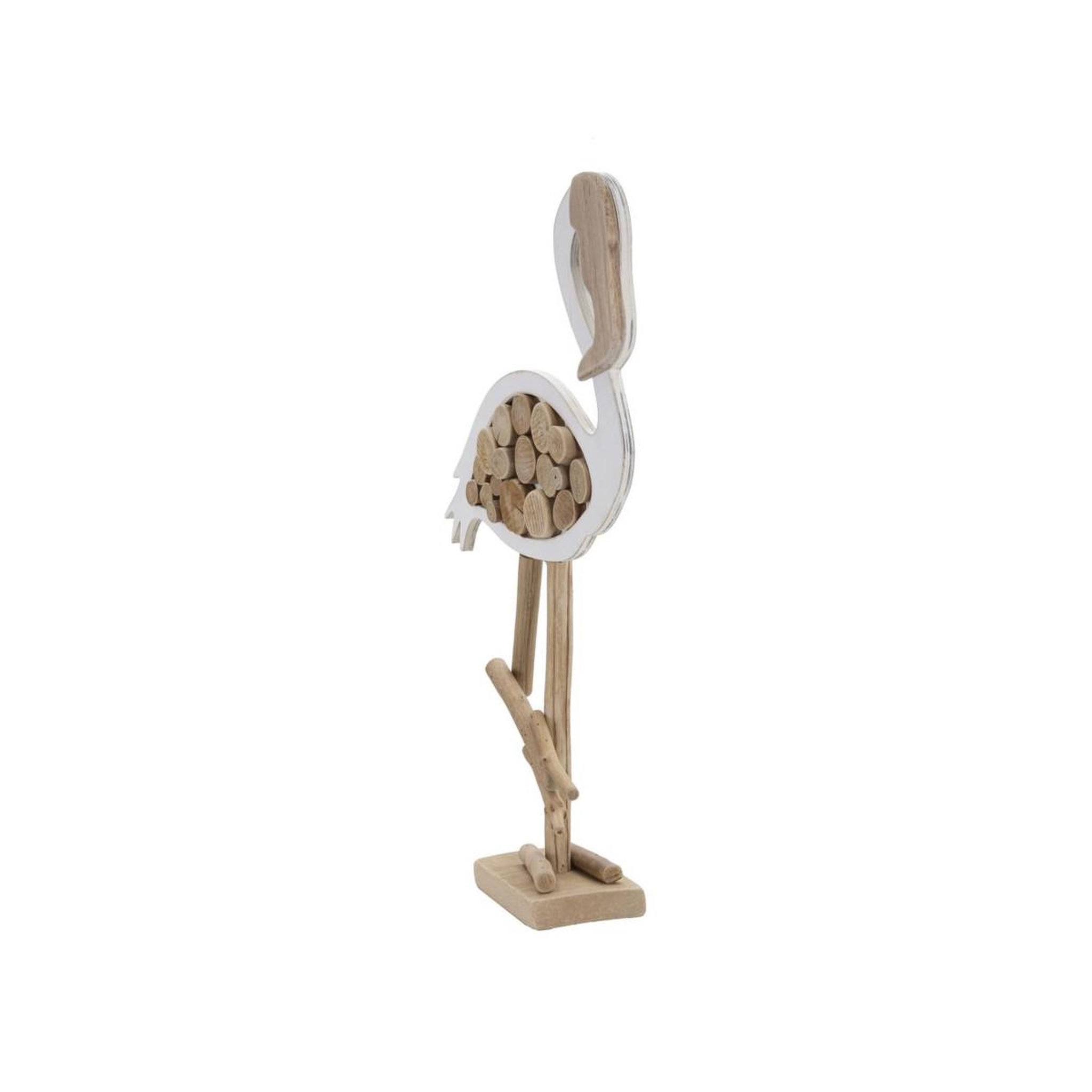 Voir la diapositive 2 : Paris Prix Statue flamant rose en bois  tanoak  56cm naturel & blanc