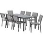 Voir la diapositive 2 : MARKET24 Ensemble repas de jardin : Table 180 cm + 8 chaises - Structure aluminium - Plateau verre trempé - Gris