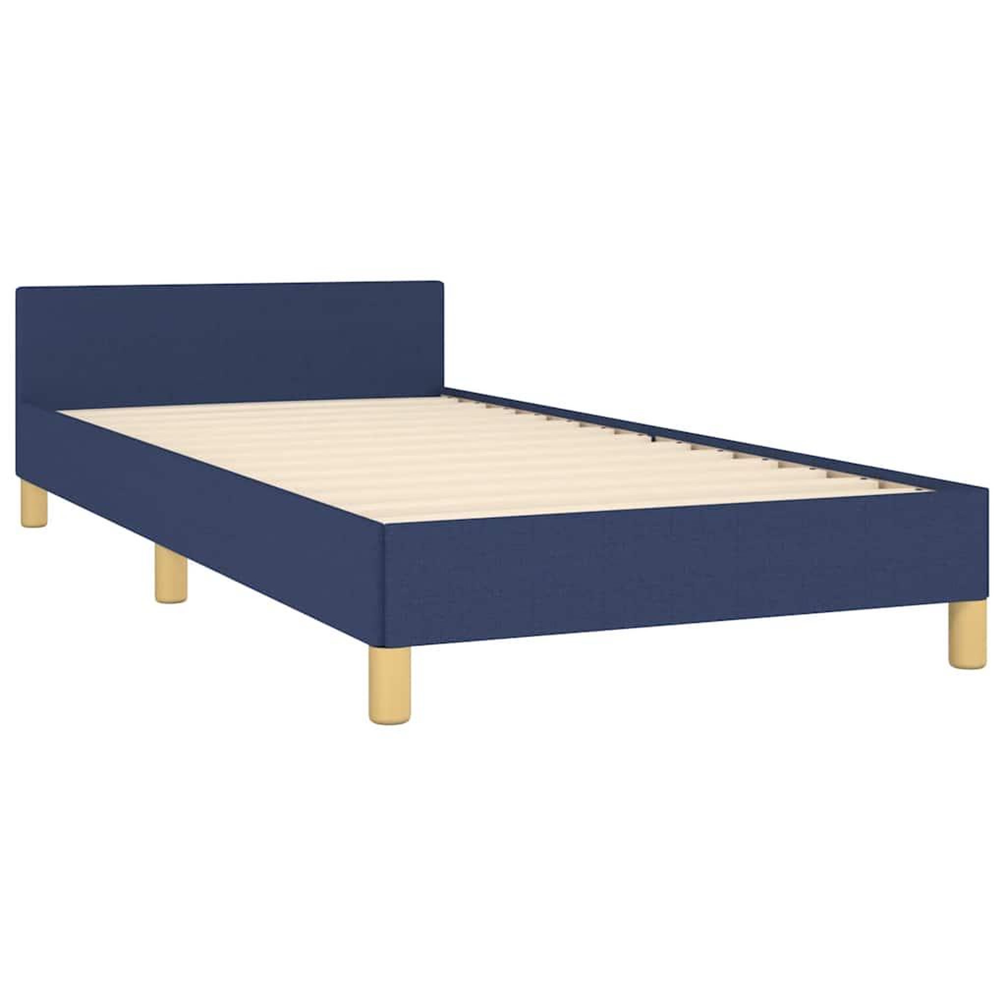 Voir la diapositive 4 : VIDAXL Cadre de lit avec tete de lit sans matelas bleu 100x200cm tissu