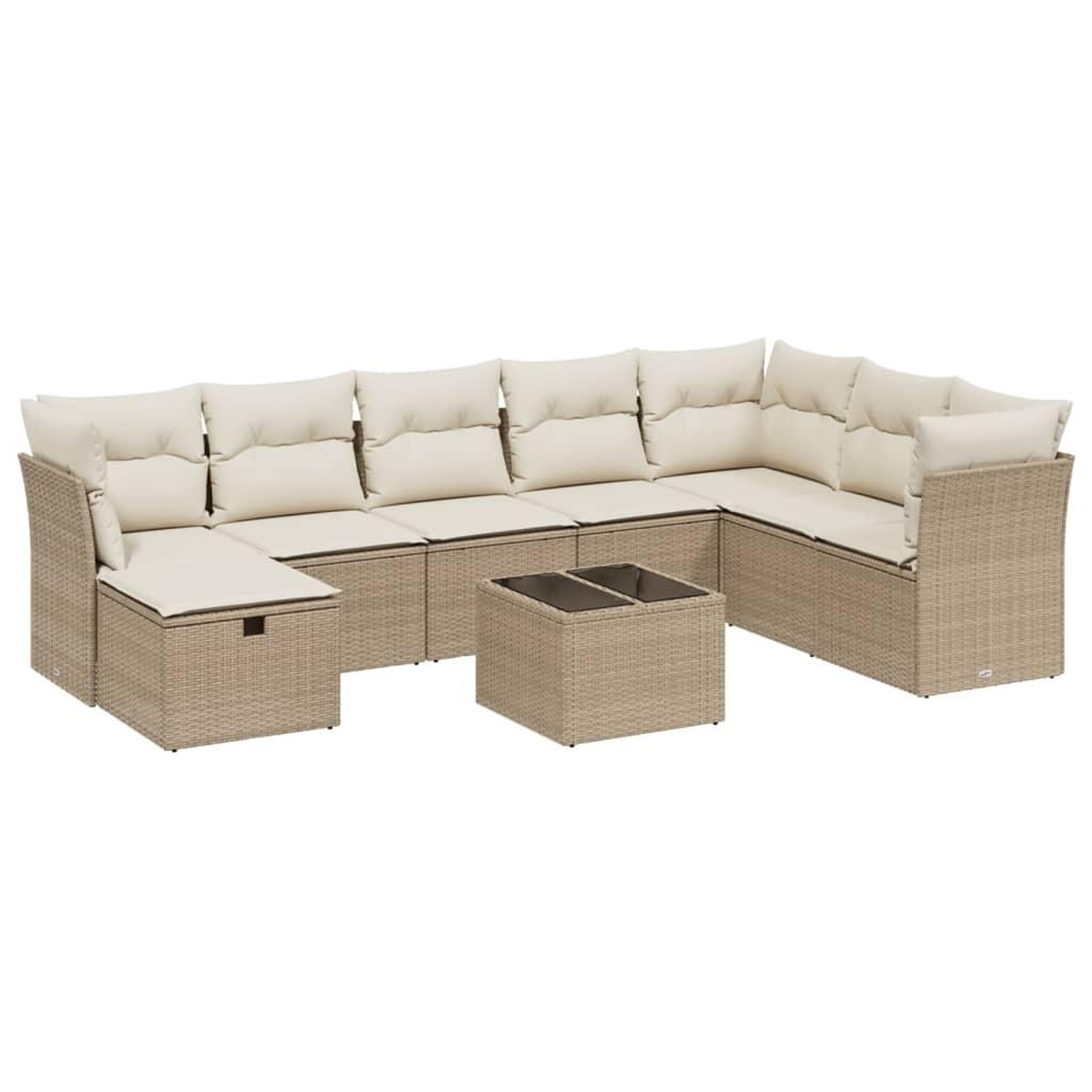 Voir la diapositive 2 : VIDAXL Salon de jardin avec coussins 9 pcs beige resine tressee