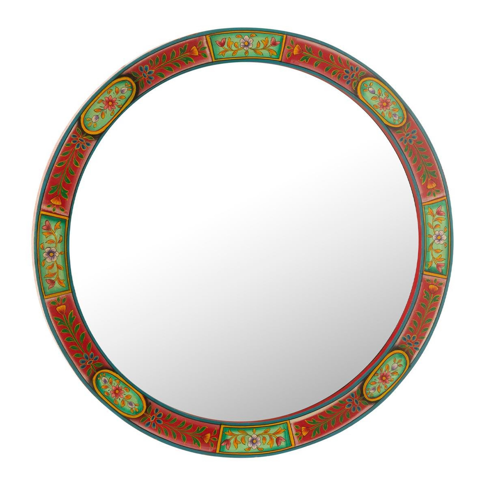 J-LINE Miroir Mural Rond  Mumbai  75cm Multicolore