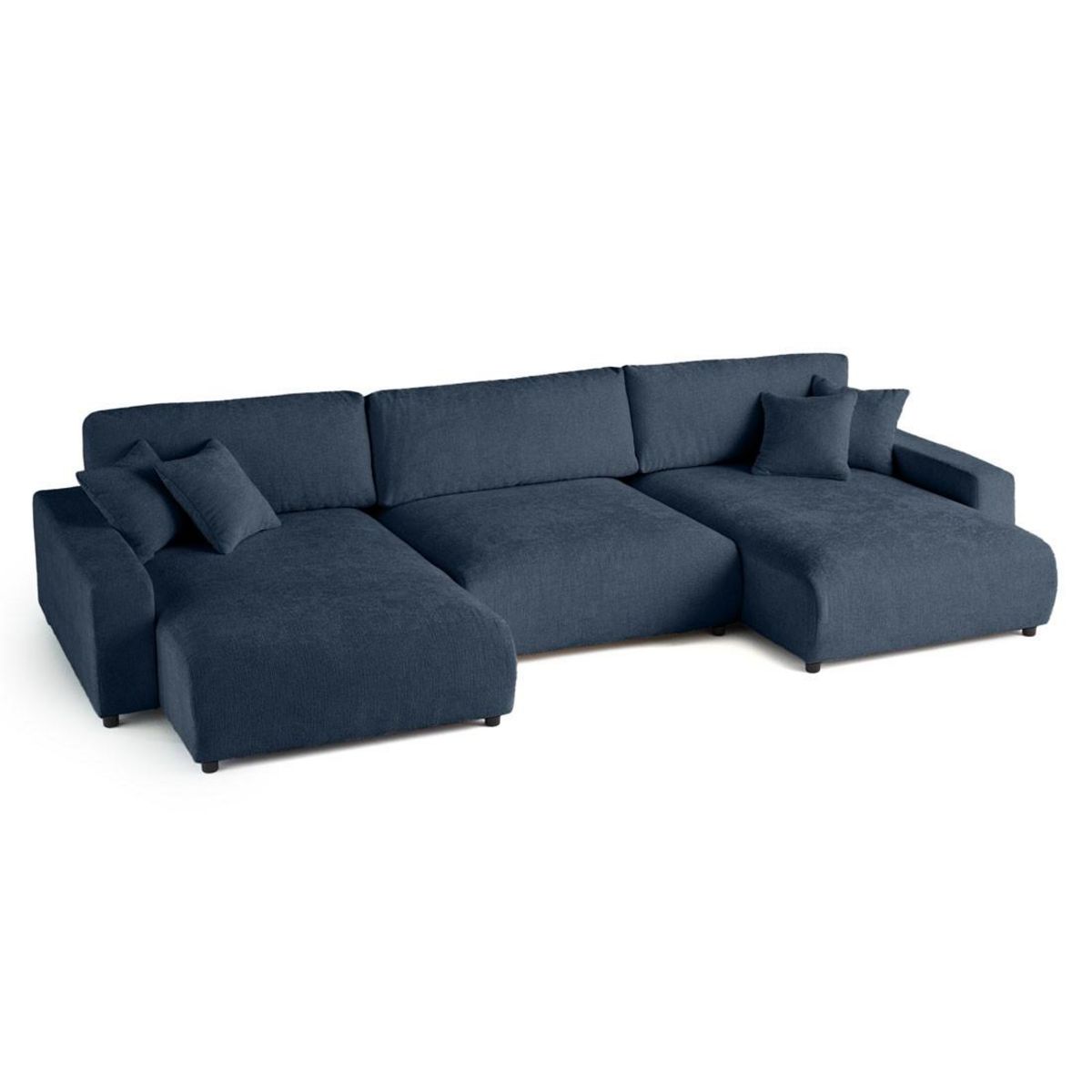 LISA DESIGN Pivoine - canapé panoramique en u - 7 places - convertible avec coffre - en velours texturé