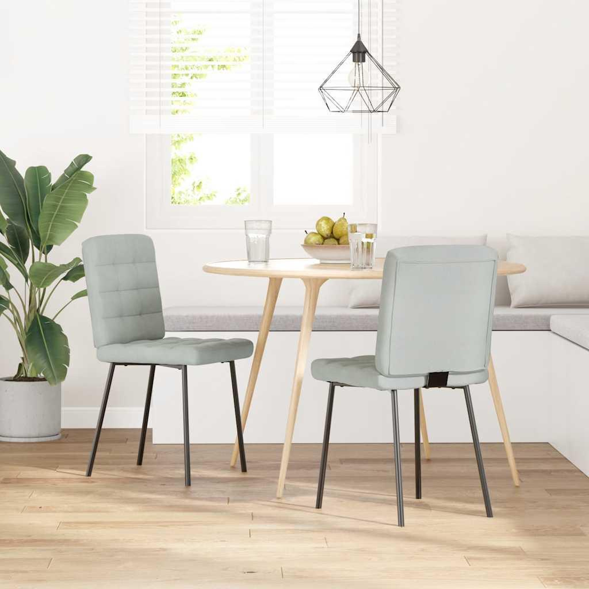 Voir la diapositive 2 : VIDAXL Chaises a manger lot de 2 Gris clair Velours