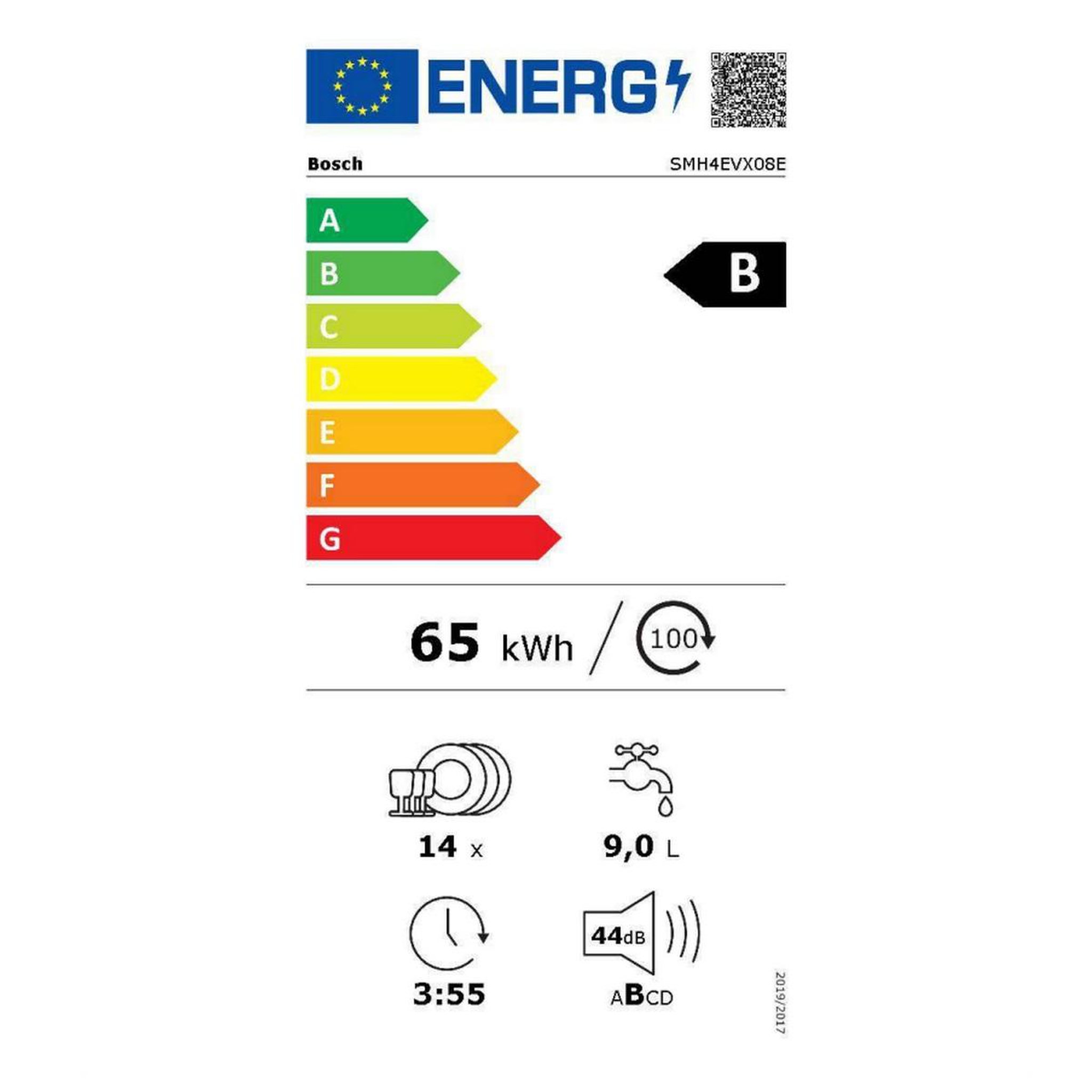Voir la diapositive 2 : BOSCH Lave-vaisselle 60cm 14 couverts 44db tout intégrable - smh4evx08e