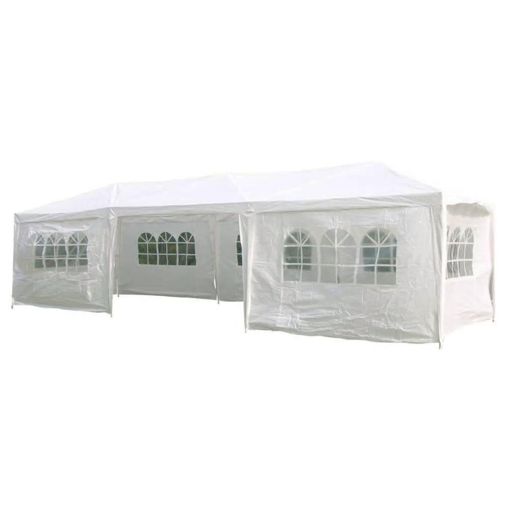 Voir la diapositive 1 : HI HI Tente de reception avec parois laterales 3 x 9 m Blanc