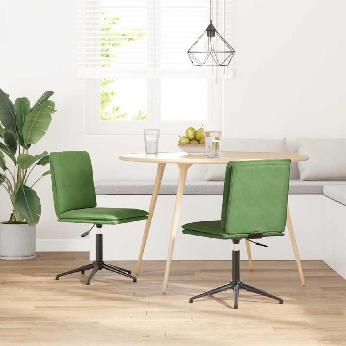 VIDAXL Chaises a manger lot de 2 Vert clair Velours