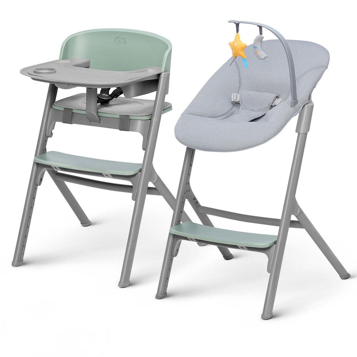 KINDERKRAFT Chaise haute 3 en 1 avec réglage de hauteur et transat