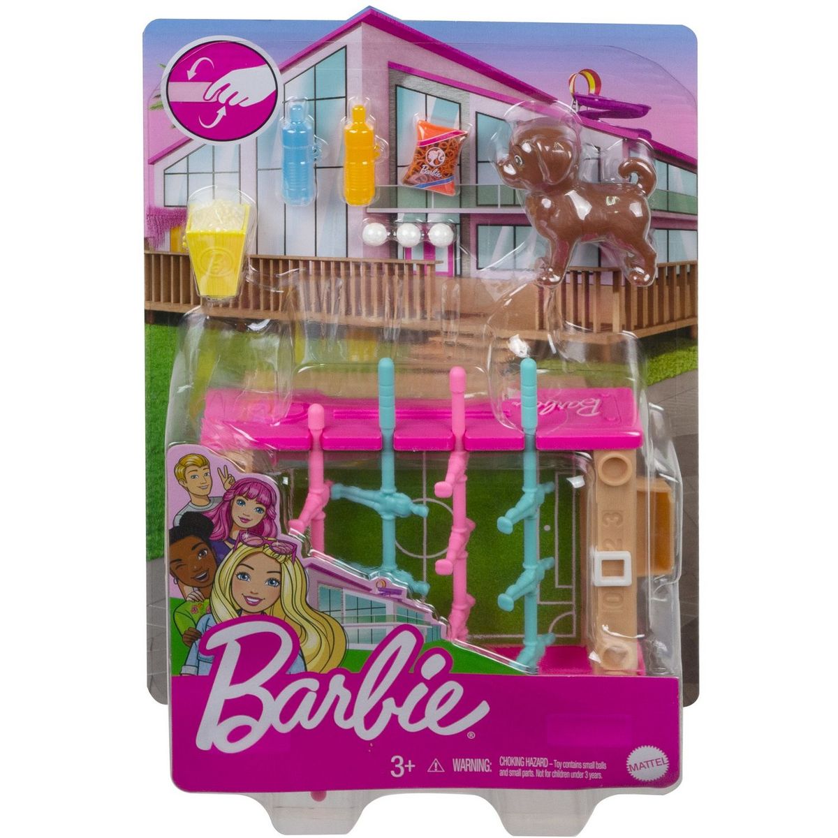 BARBIE Mini Playset Barbie Baby foot avec chien marron