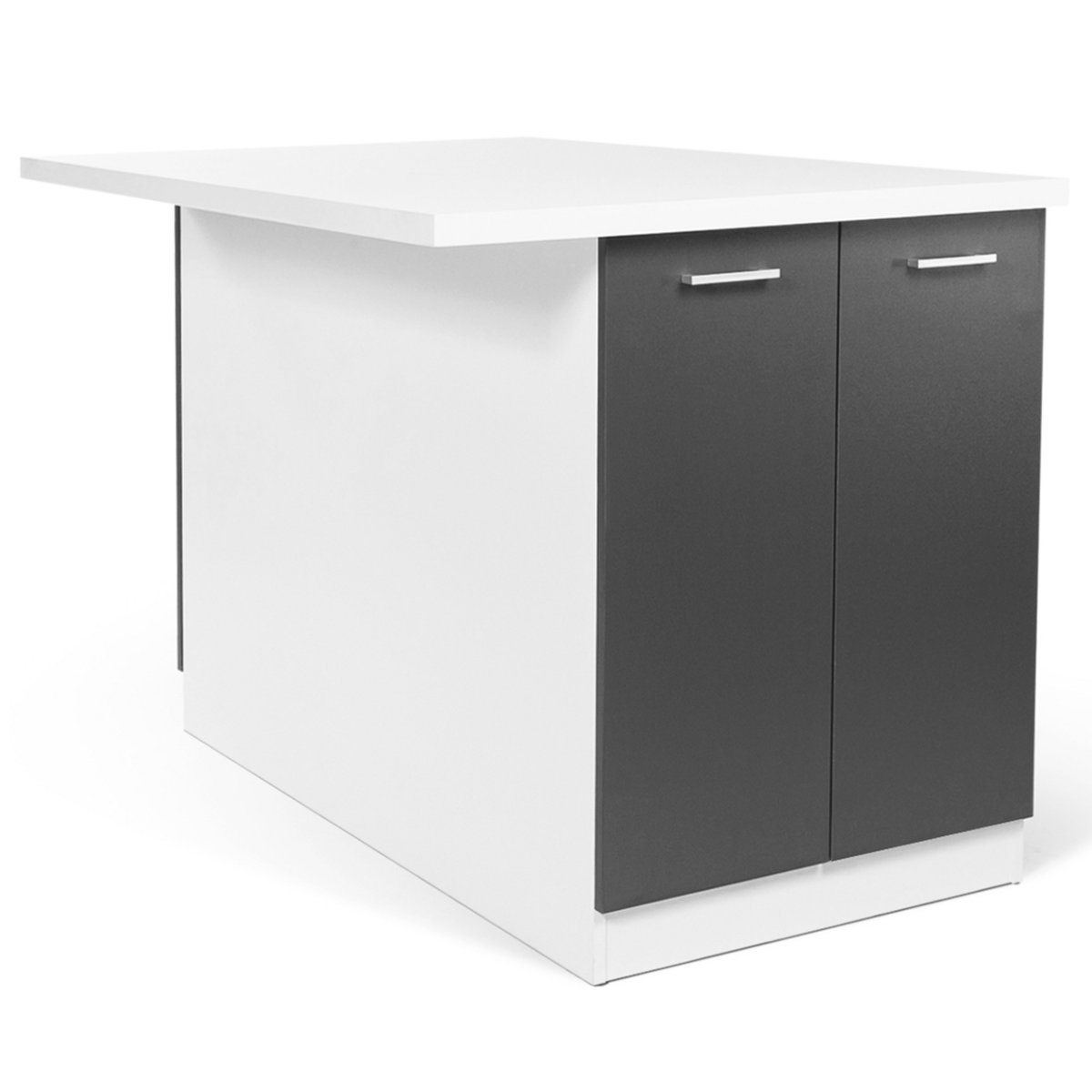 ID MARKET Ilot central IVO 120 cm blanc et gris avec plan de travail