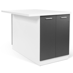 ID MARKET Ilot central IVO 120 cm blanc et gris avec plan de travail