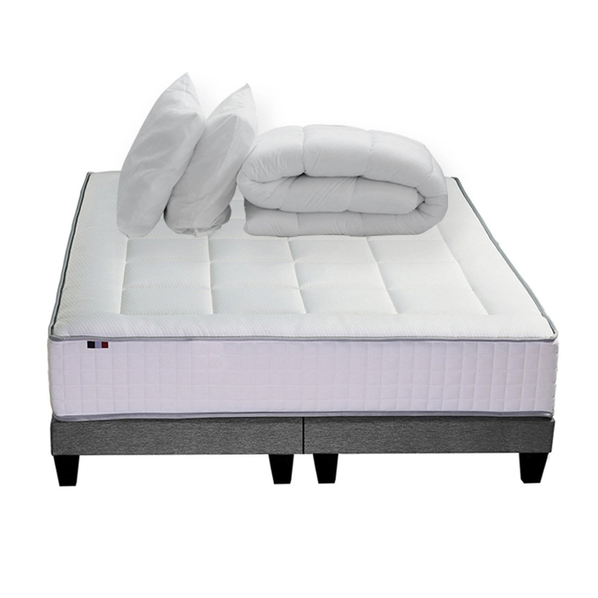 IDLITERIE Ensemble matelas BELLAGIO et sommier, 7 zones, mémoire de forme