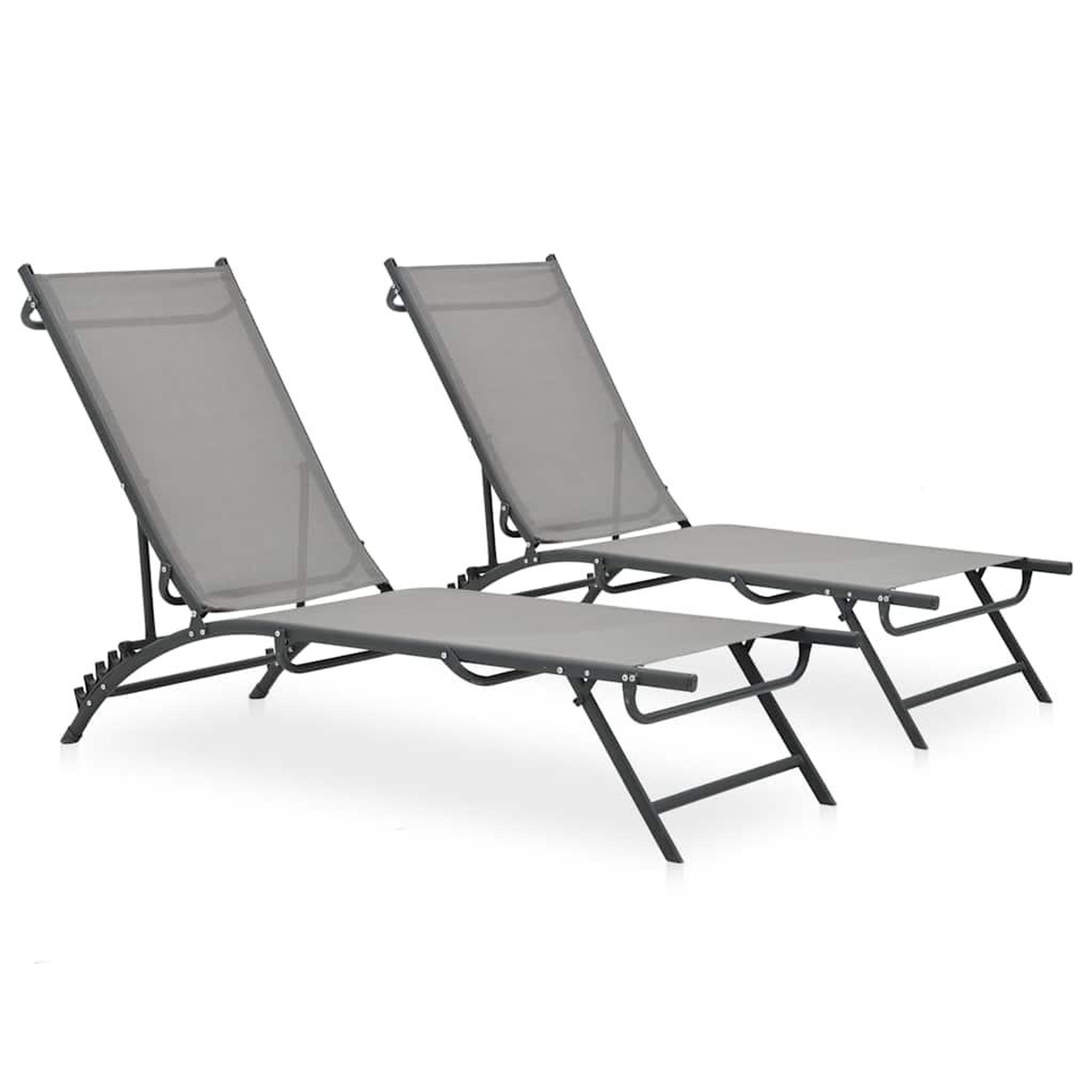 VIDAXL Chaises longues lot de 2 textilene et acier