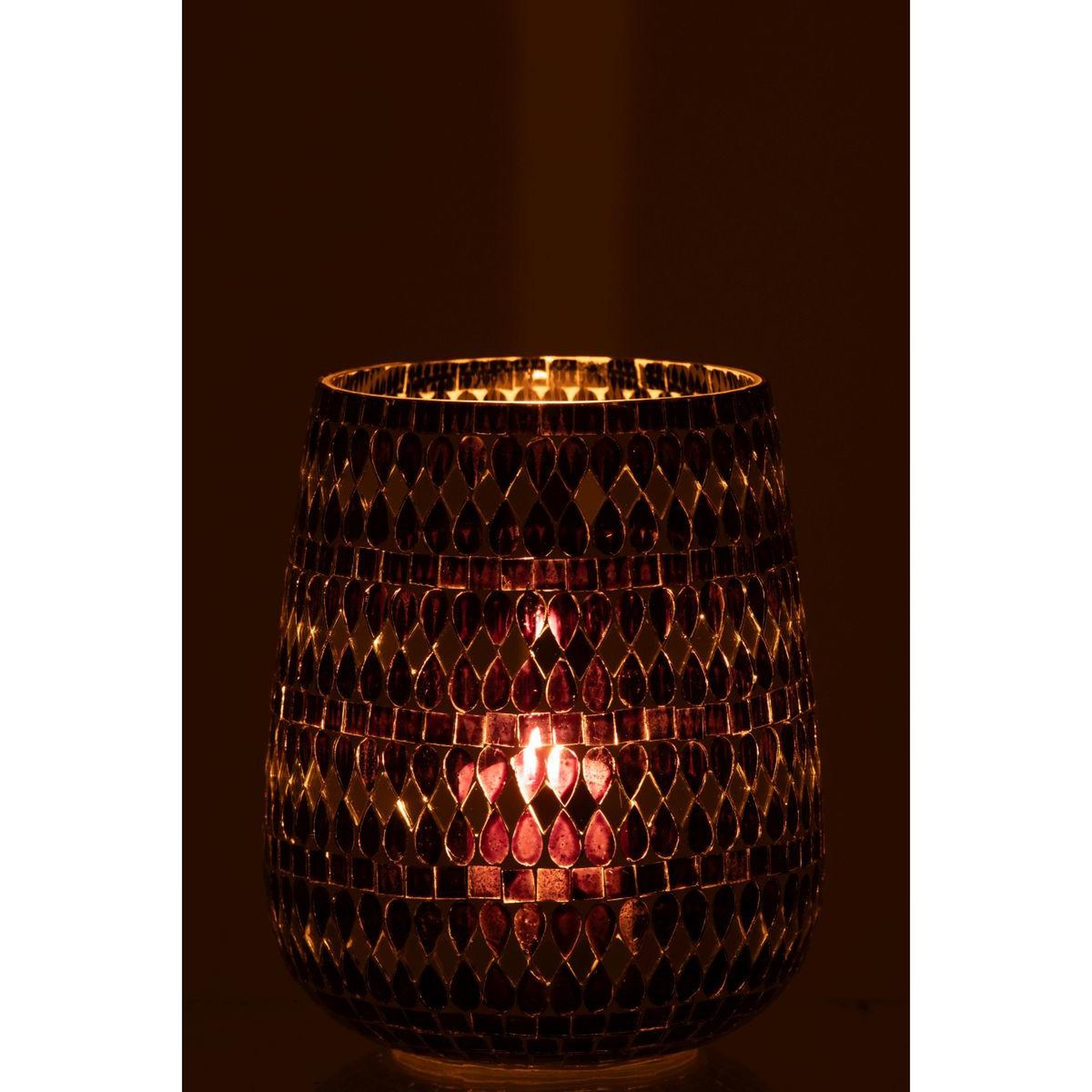 Voir la diapositive 6 : J-LINE Photophore Mosaïque en Verre  Chevel  21cm Noir